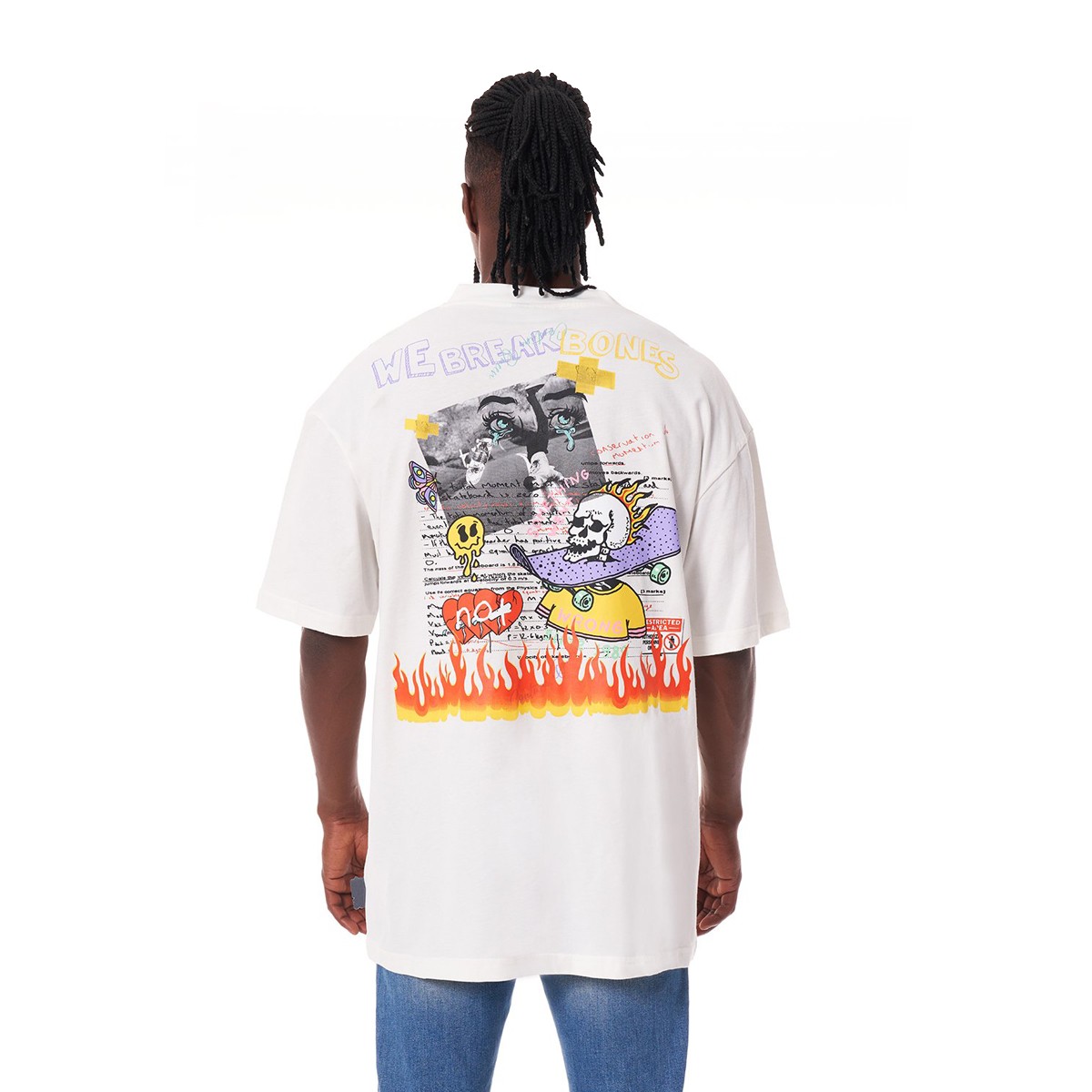 Ghetto Off Limits Whe Break Bones Ecru Oversize T-Shirt TS-20006