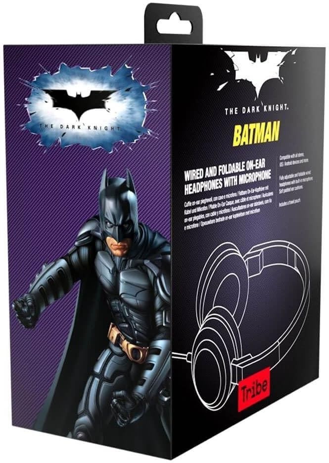 Tribe DC Comics - Stereo On-Ear Headphones with Microphone I Comfortable Headphones I Compatible with all Devices I 3.5 mm Jack - Batman