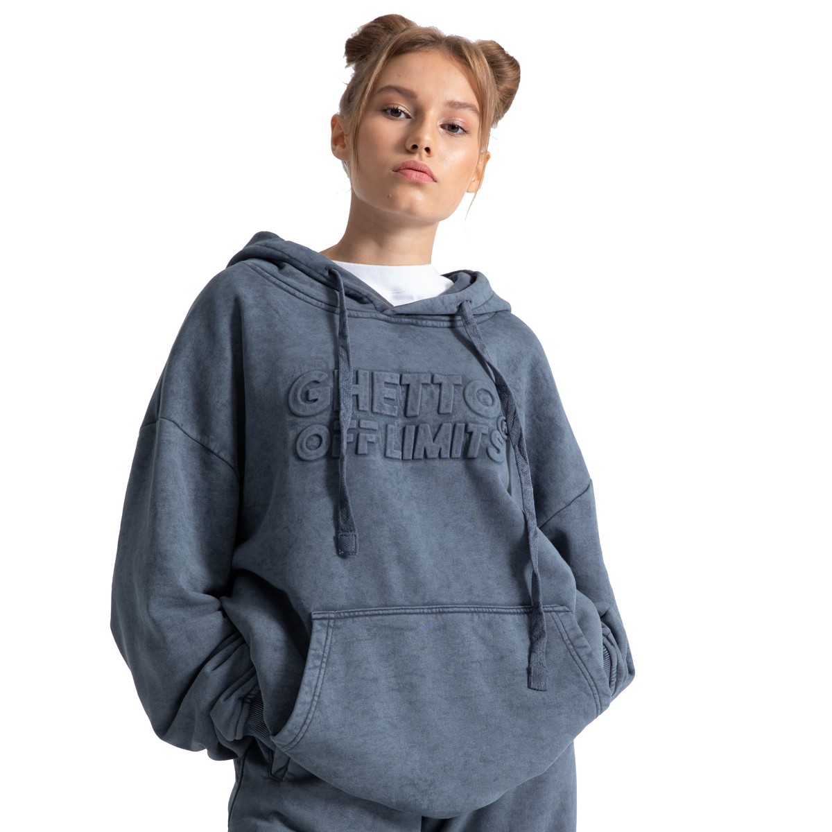 Ghetto Off Limits Acid Wash Anthracite Over Size Sweatshirt HD-10009