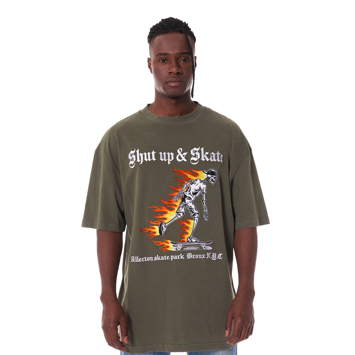 Ghetto Off Limits Burning Man Khaki Oversize T-Shirt TS-20007
