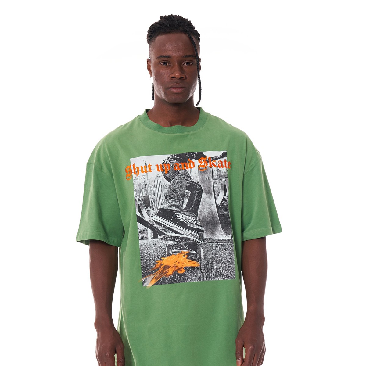 Ghetto Off Limits Shut Up And Skate Green Oversize T-Shirt TS-20003