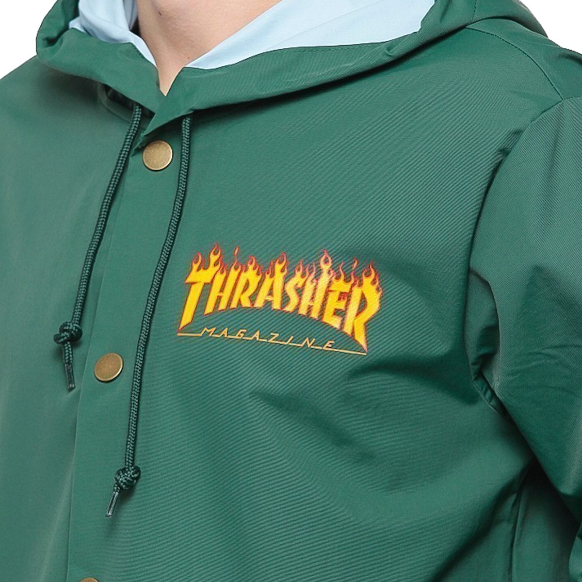 Thrasher Flame Logo Coach Green Ceket 144600