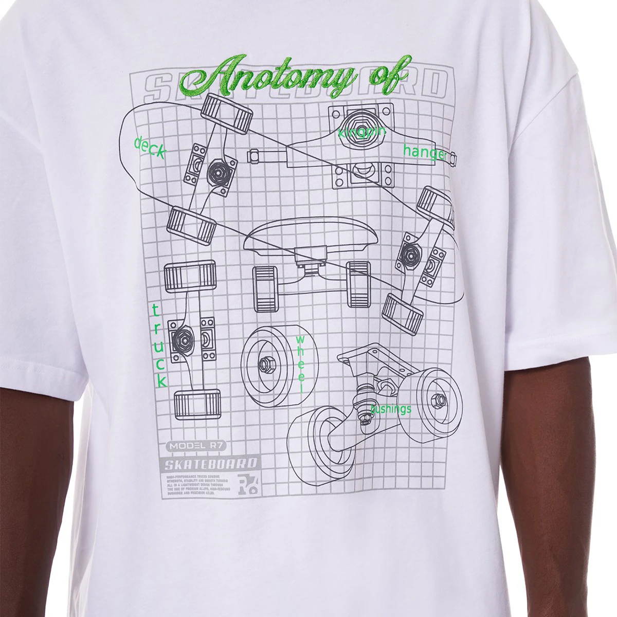 Ghetto Off Limits Anatomy of Skateboard White Oversize T-Shirt TS-20005