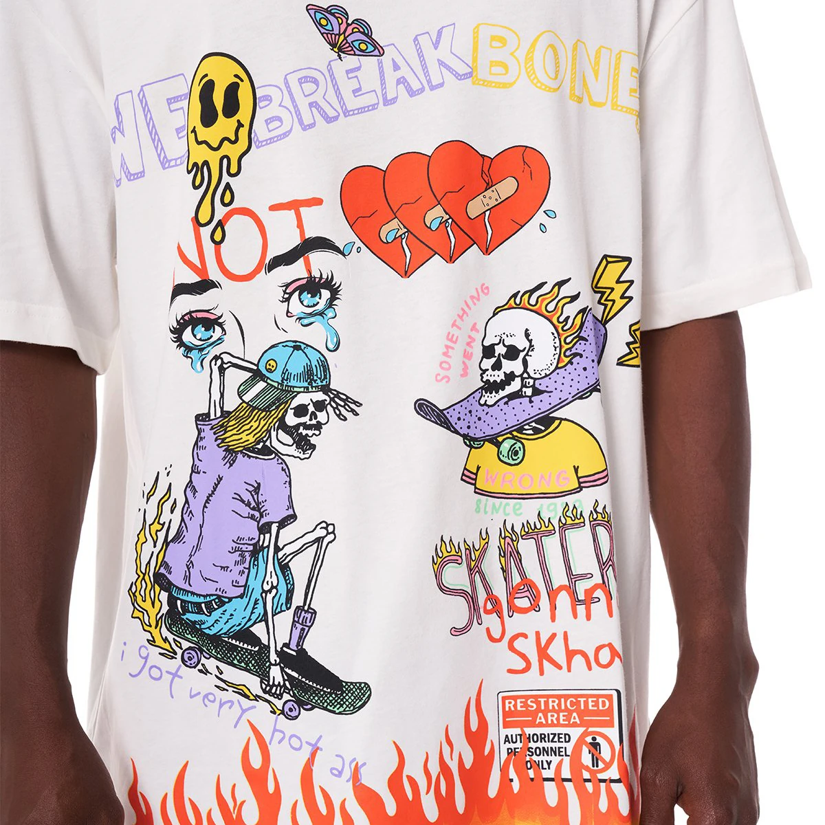 Ghetto Off Limits Whe Break Bones Ecru Oversize T-Shirt TS-20006