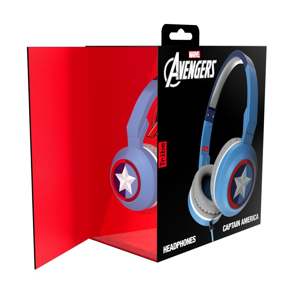 Tribe - Captain America - Marvel - Headphones with Foldable Microphone - 3.5 mm Jack - Smartphone, PC, PS4 and Xbox
