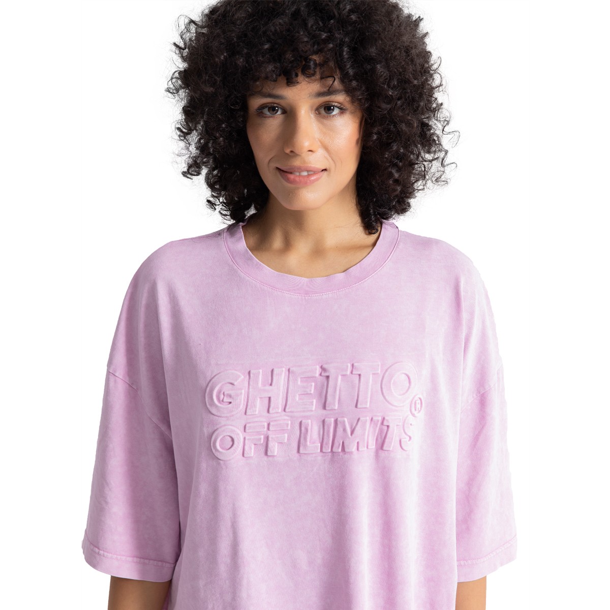 Ghetto Off Limits Acid Wash Lilac Oversize T-Shirt TS-10008