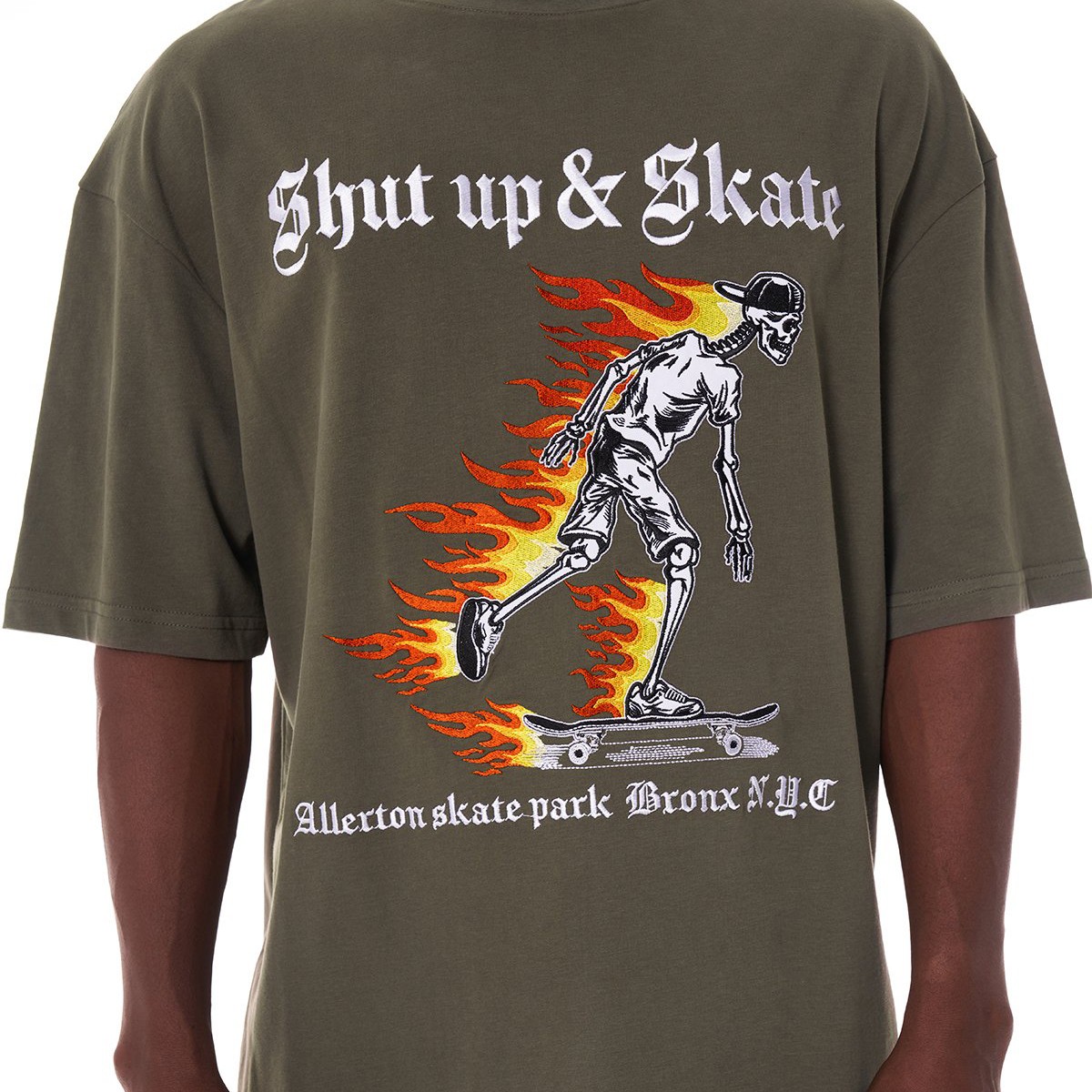 Ghetto Off Limits Burning Man Khaki Oversize T-Shirt TS-20007
