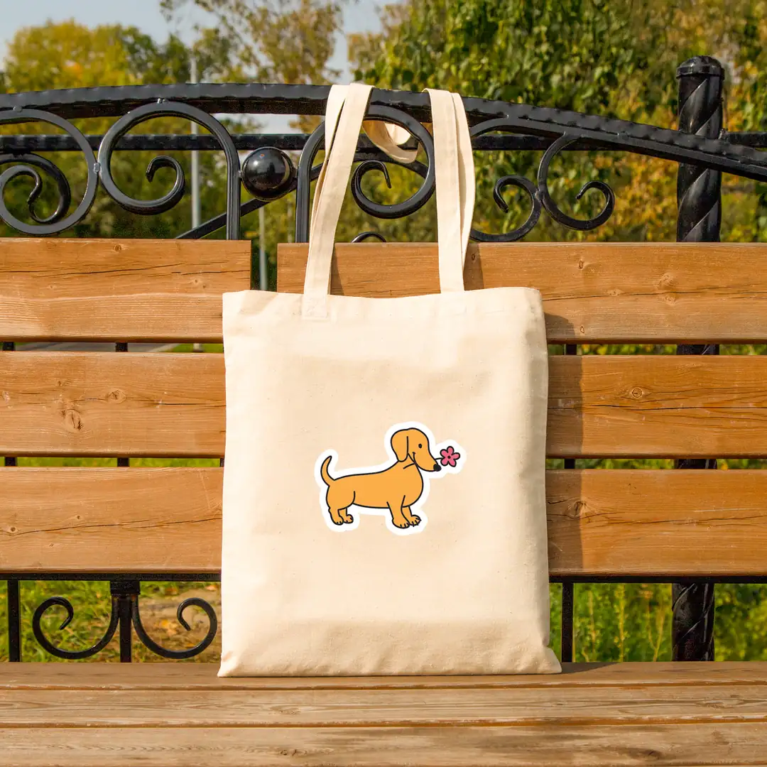 Çicekli Dachshund Bez Çanta | The Sticker Story