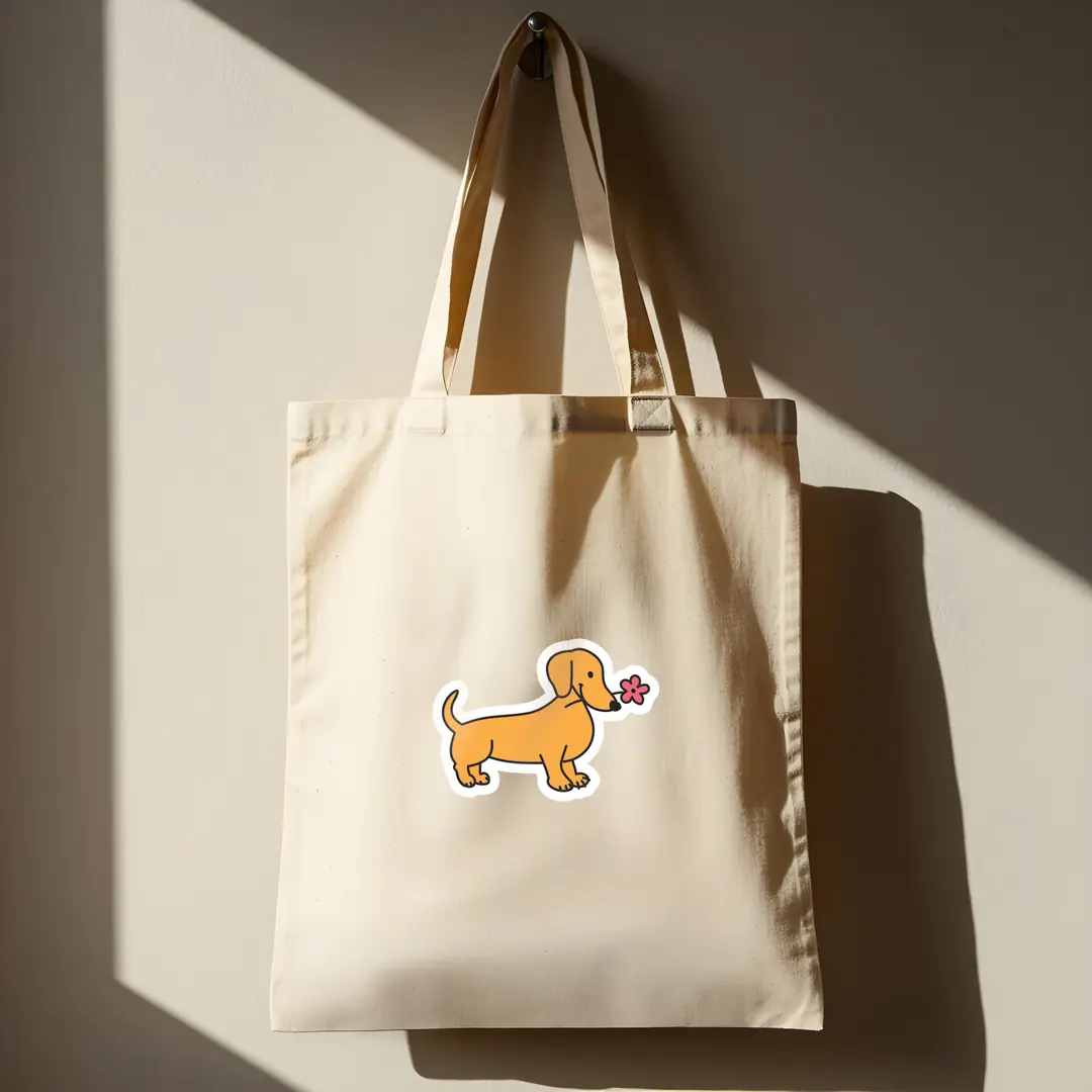 Çicekli Dachshund Bez Çanta | The Sticker Story