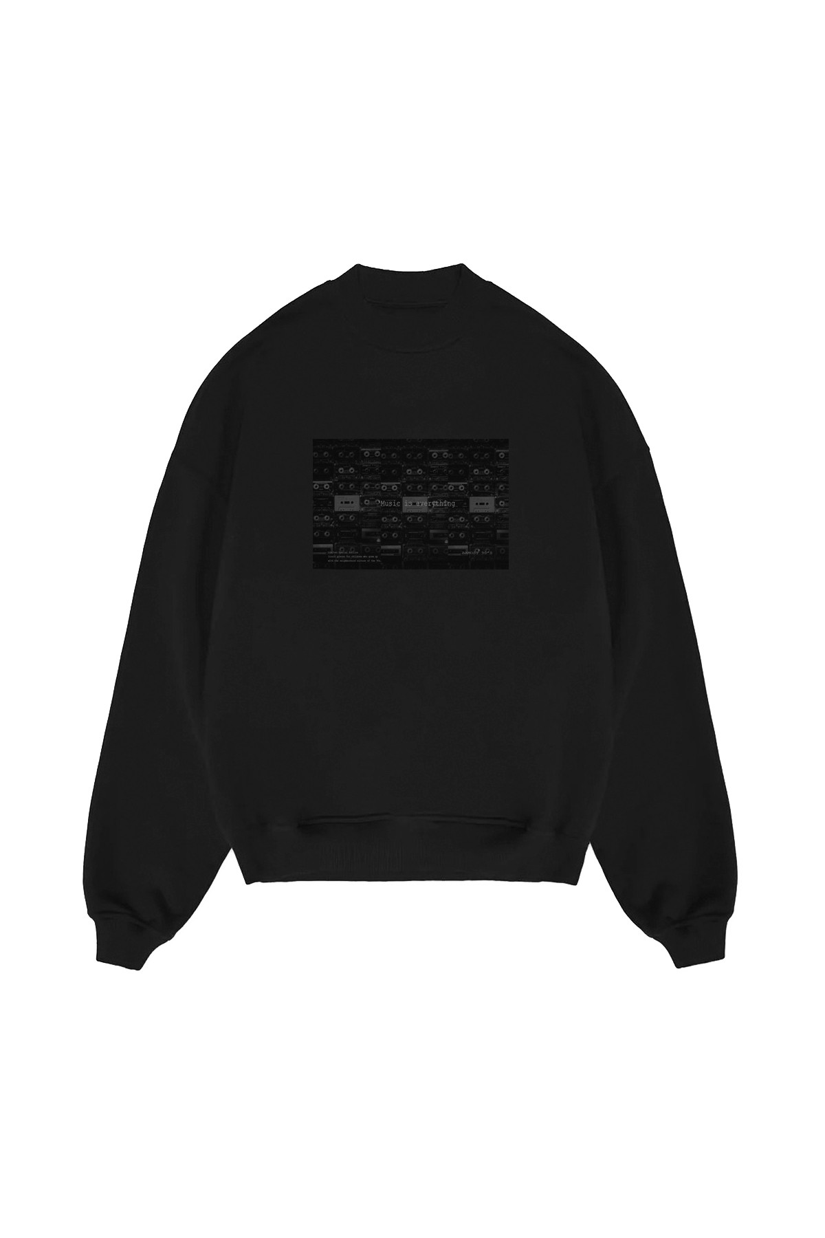 Music - 90'S Club Oversize Sweatshirt - BLACK