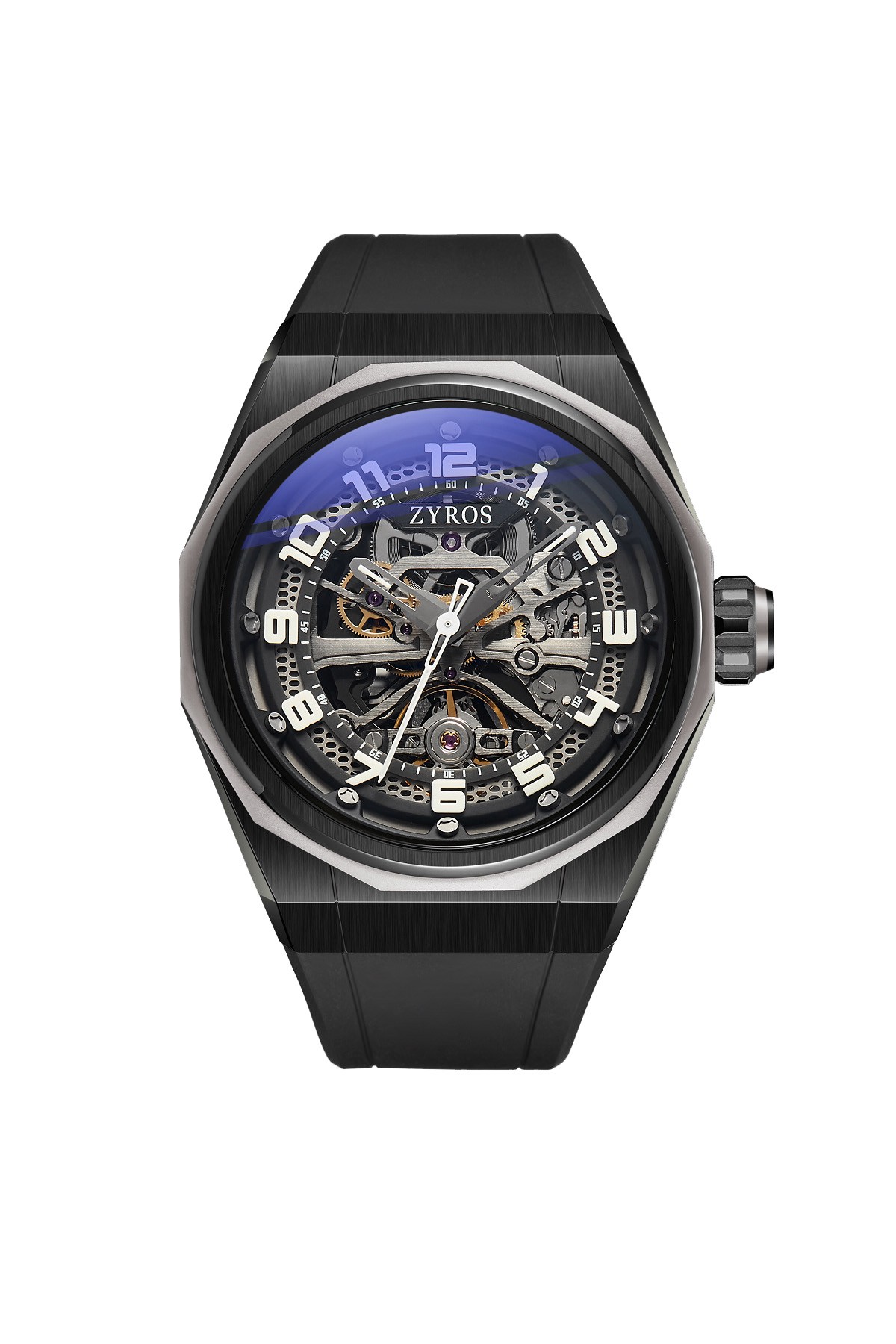 Shelby - Silicone Strap Automatic Men's Wristwatch - BLACK