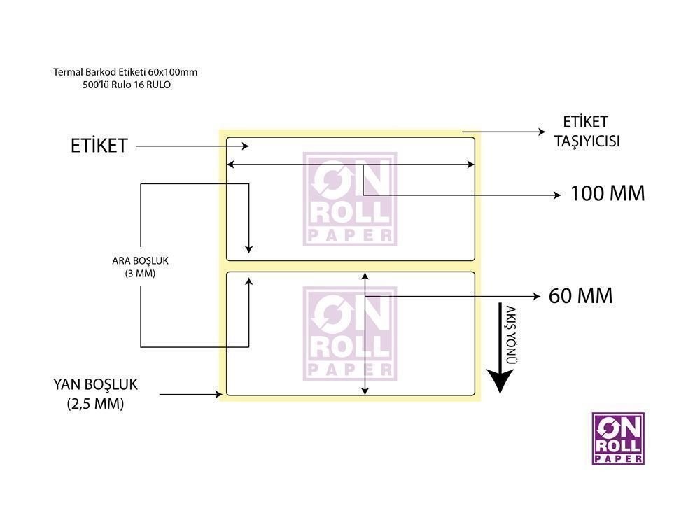 Eko Termal Barkod Etiketi 100x60 500'lü Sarım