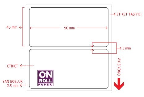 90x45 PVC Şeffaf Etiket 750'li Sarım 10 Rulo