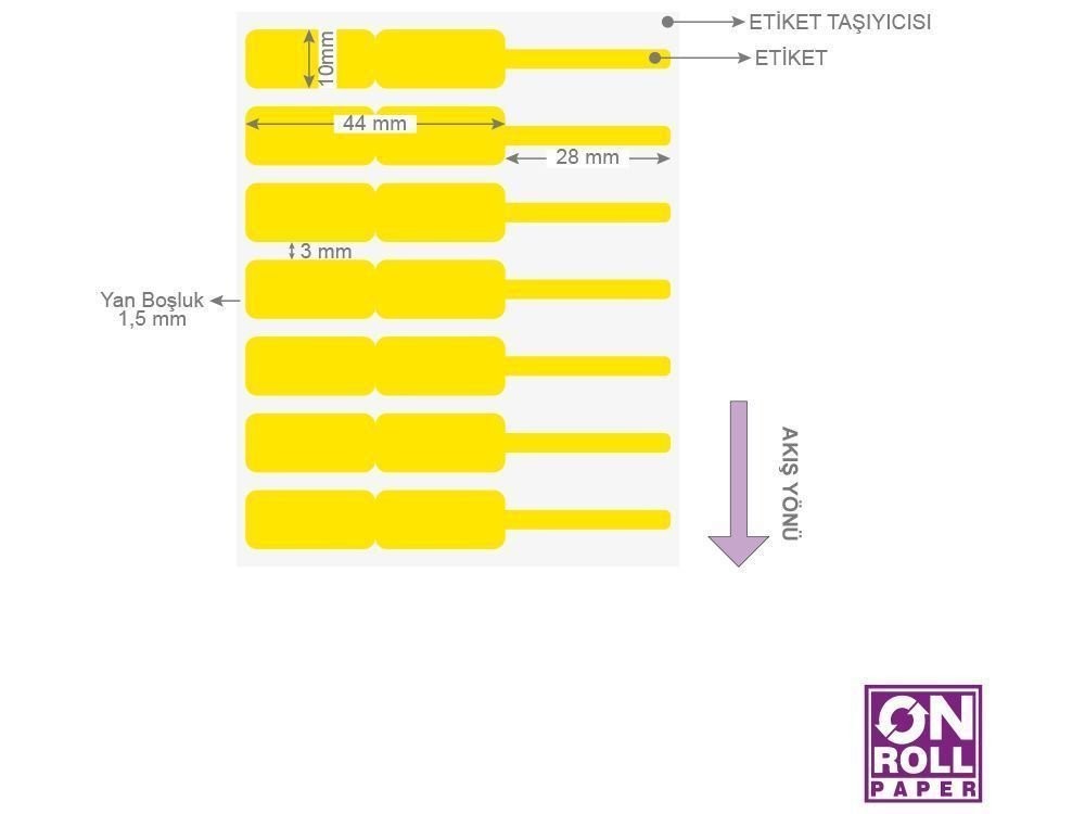 Kuyumcu Etiketi 72x10 Sarı 1000'lik Sarım 6 Rulo