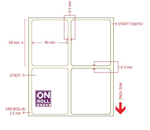 Eko Termal Barkod Etiketi 40x60 Yan Yana 2'li 1500'lü Sarım