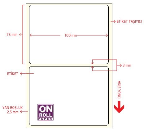 Lamine Termal Barkod Etiketi 100x75 500'lü Sarım