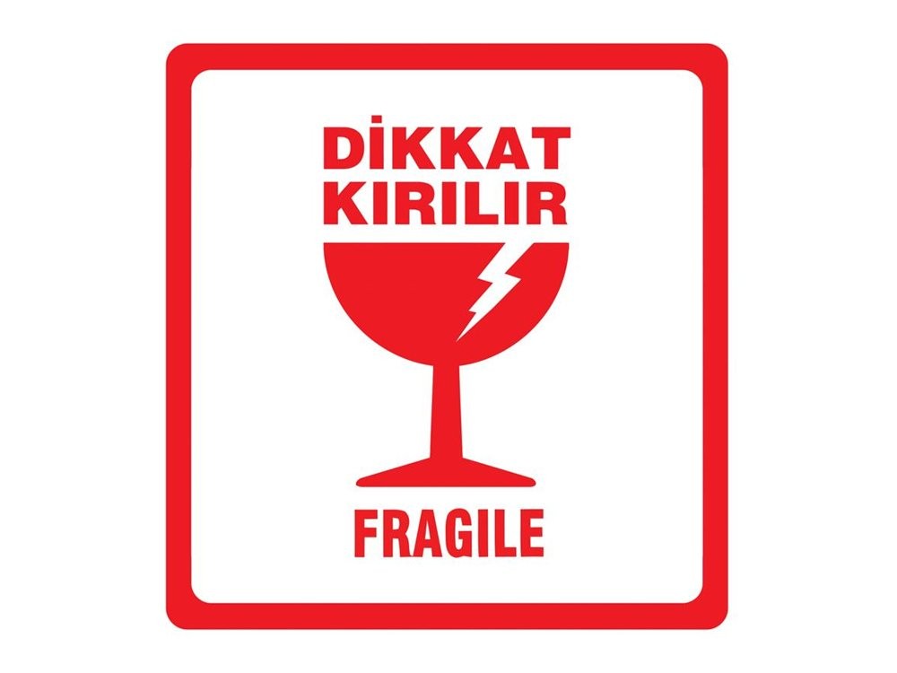 Dikkat Kırılır Etiketi 100x100 mm 500'lü Sarım 1 Rulo