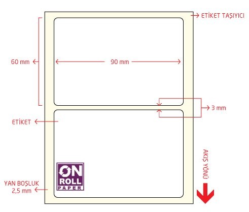 Lamine Termal Barkod Etiketi 90x60 750'li Sarım