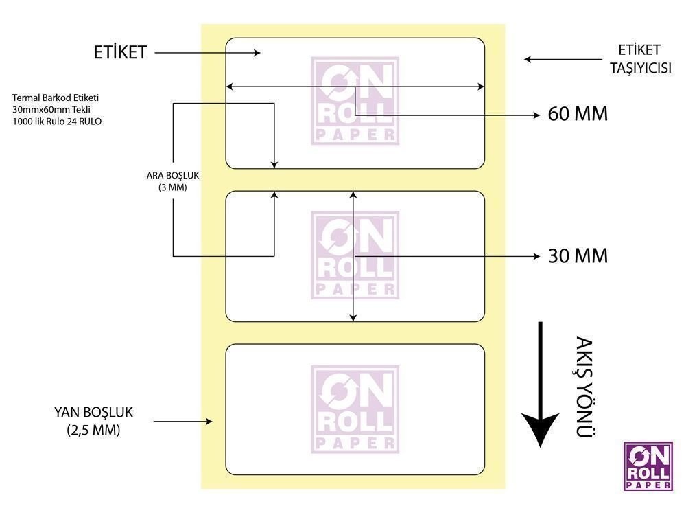 Eko Termal Barkod Etiketi 60x30 1000'li Sarım