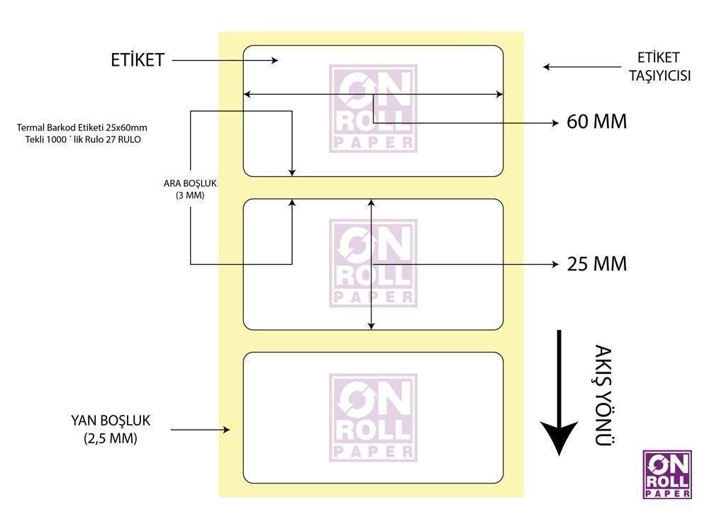 Eko Termal Barkod Etiketi 60x25 1000'li Sarım