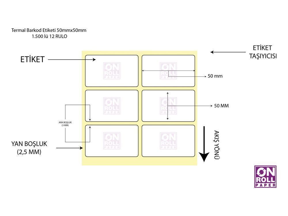 Eko Termal Barkod Etiketi 50x50 1000'li Sarım