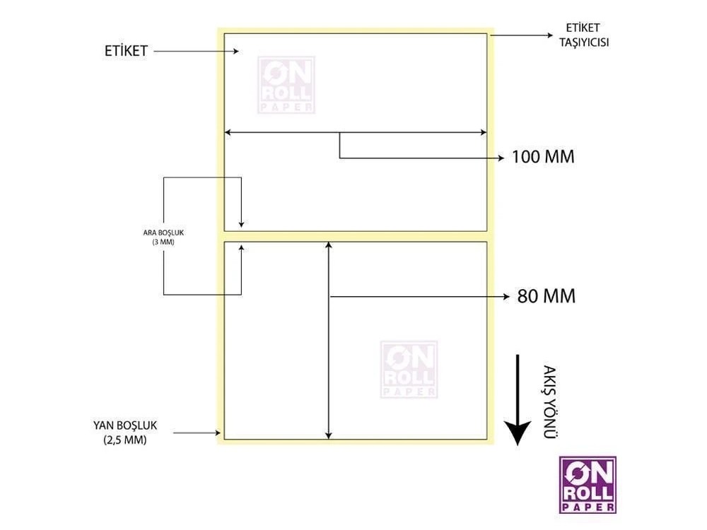 Lamine Termal Barkod Etiketi 100x80 500'lü Sarım