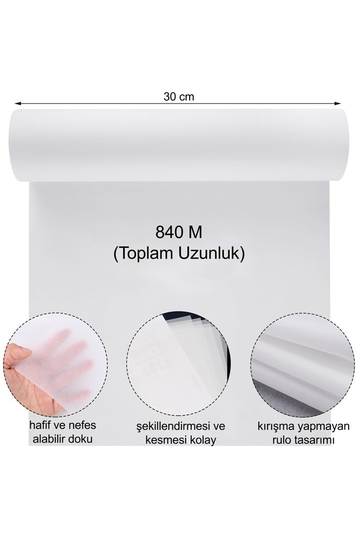Pelur Kağıt Beyaz Yaprak Kağıdı 30 cm (20 Gsm) 840 m / Bobin INT20