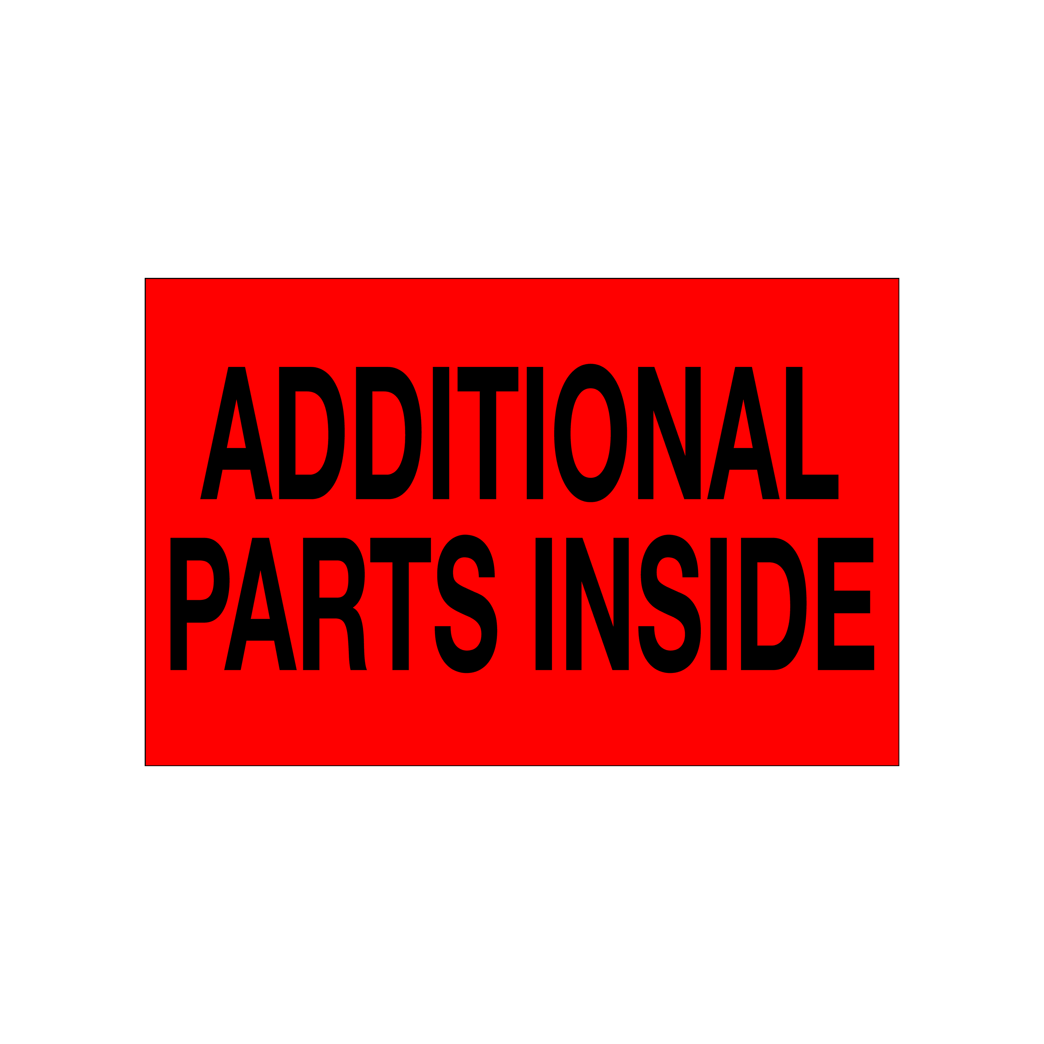 Baskılı Uyarı Etiketi Additional Parts Inside (İçindeki Ek Parçalar) PP Opak 85x55 mm 1 Rulo (250 Adet)