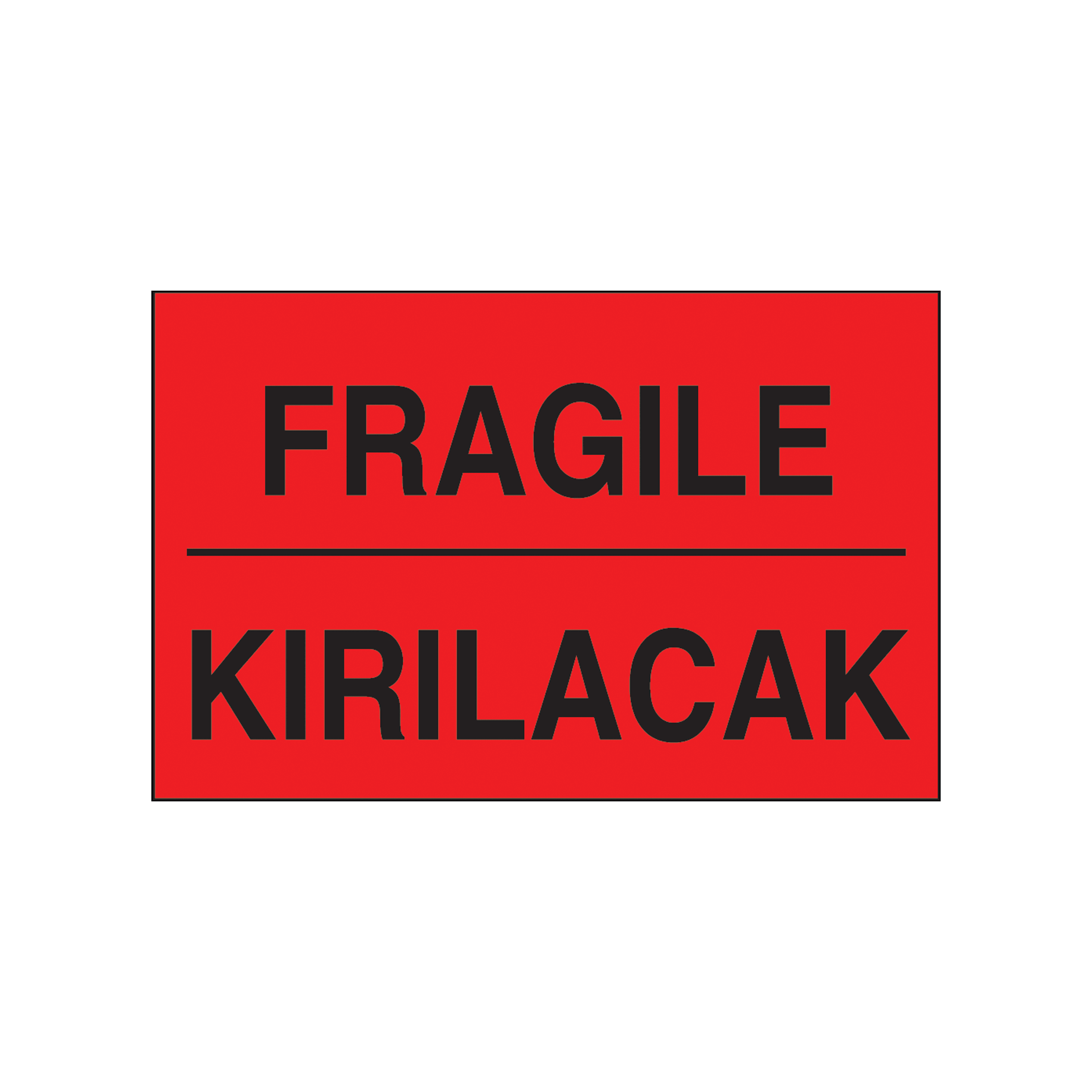 Baskılı Uyarı Etiketi Fragile (Kırılacak) PP Opak 85x55 mm 1 Rulo (250 Adet)