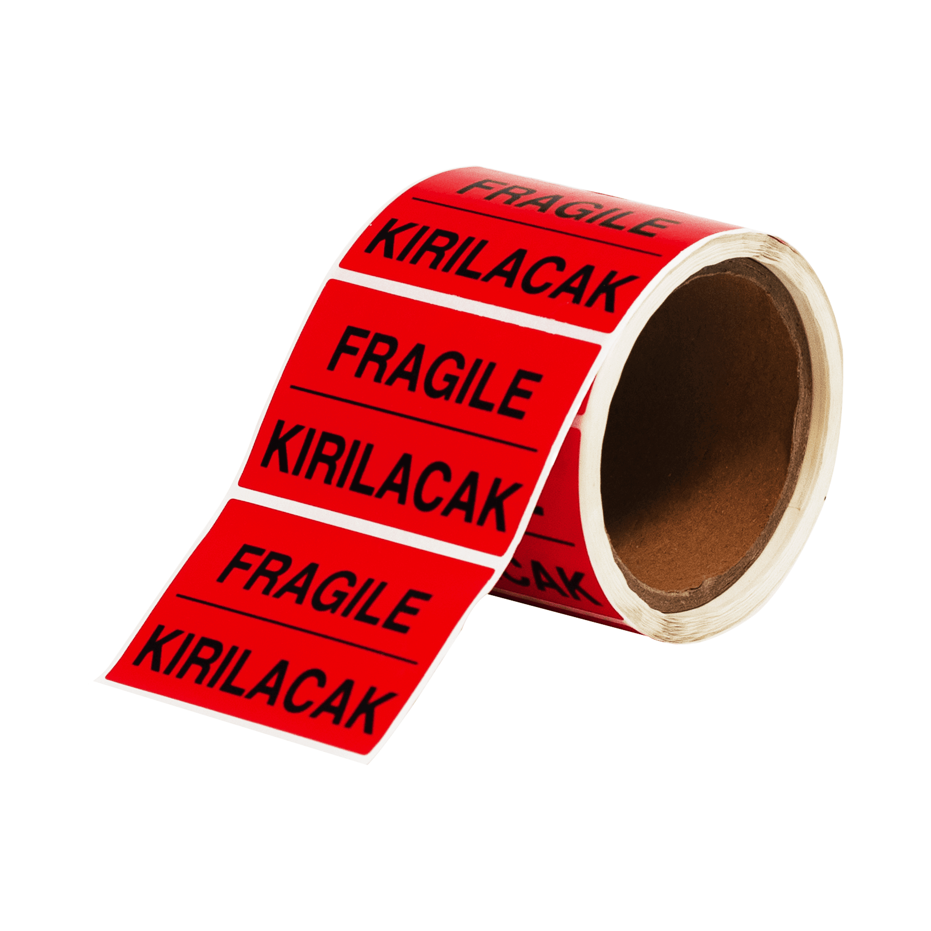 Baskılı Uyarı Etiketi Fragile (Kırılacak) PP Opak 85x55 mm 1 Rulo (250 Adet)