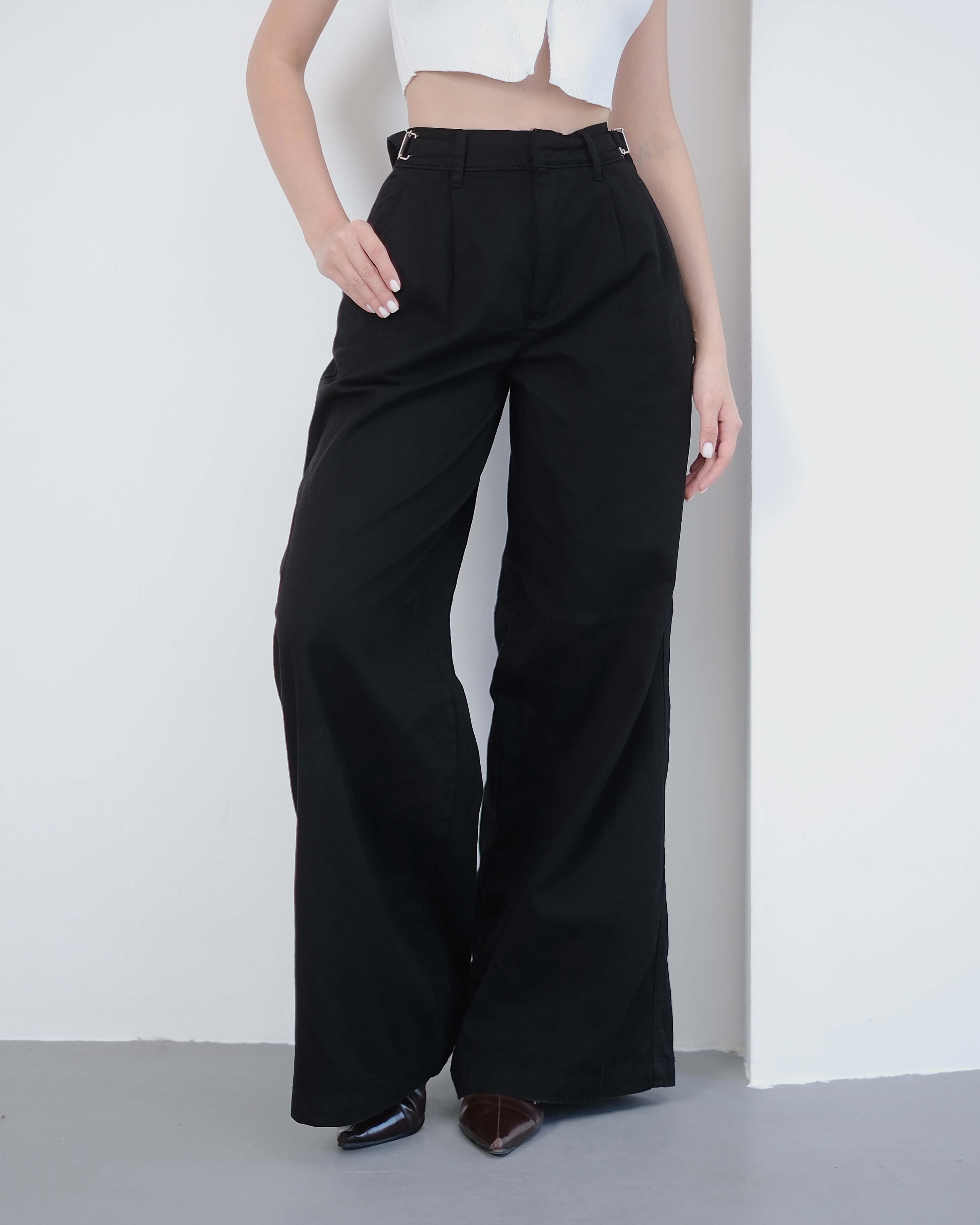 ELIPHA BLACK KEMER DETAYLI BAGGY PANTOLON