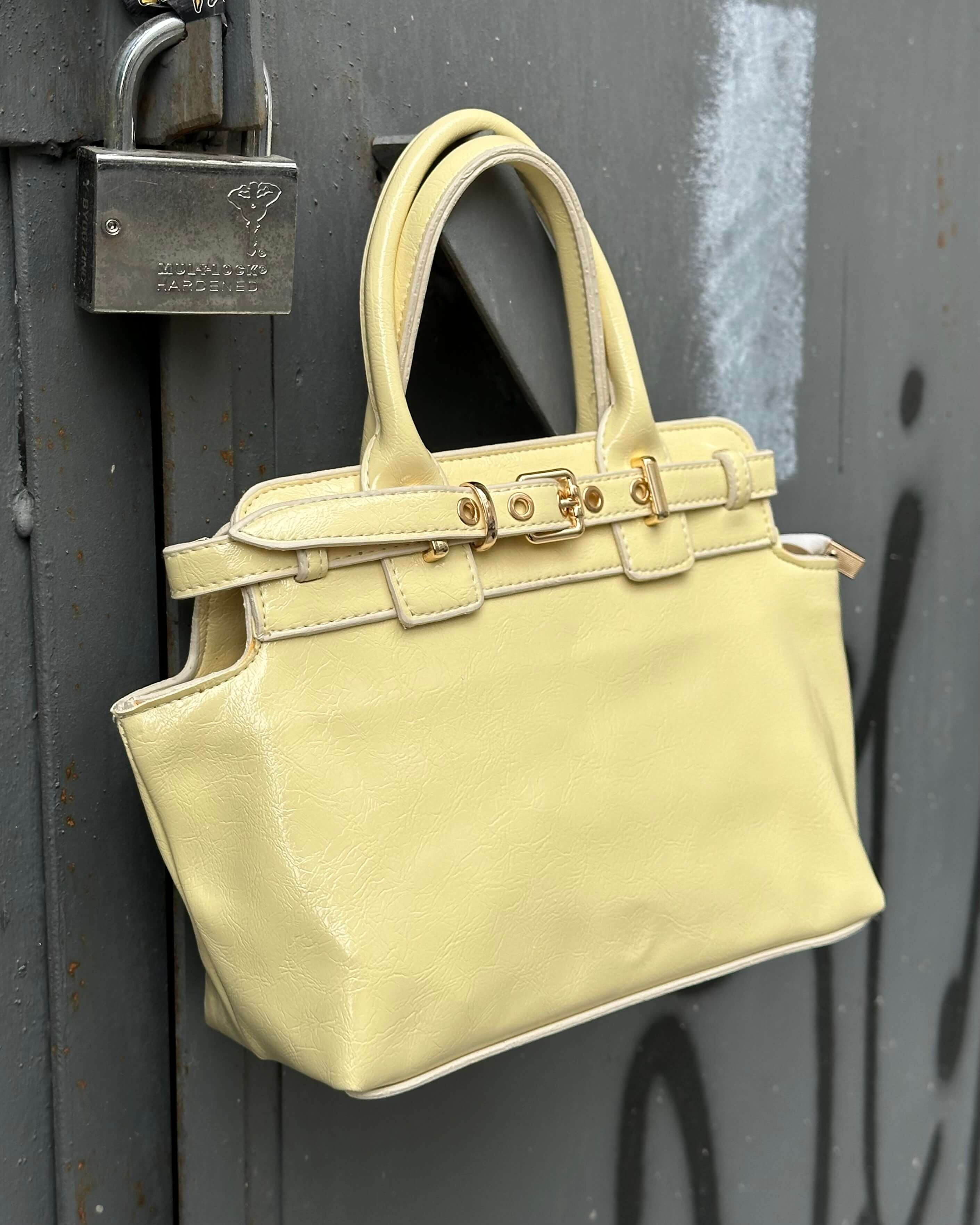 KRAUSE POWDER YELLOW ÇİFT KEMER DETAYLI KOL ÇANTASI