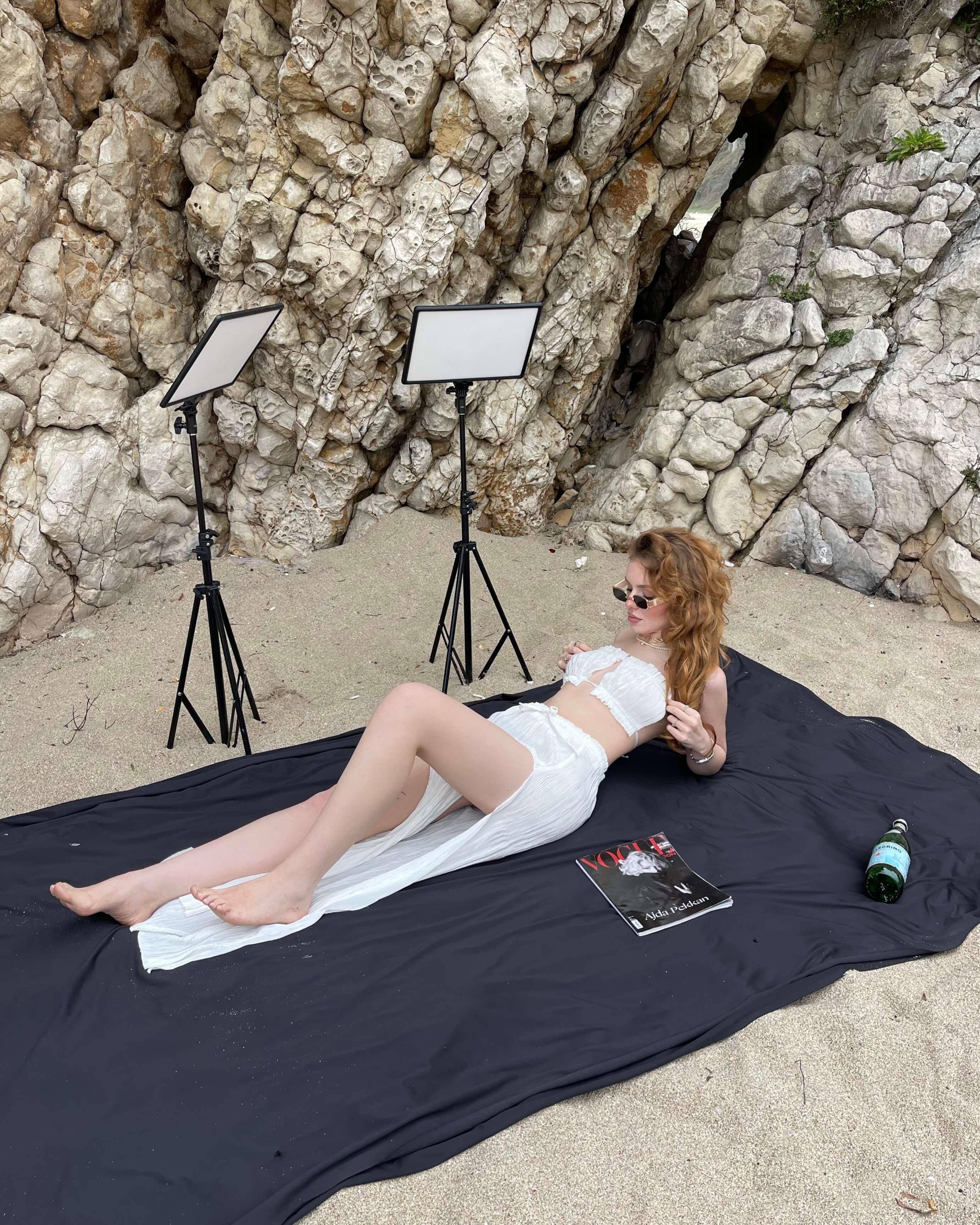 RUCHED WHITE BÜSTİYER YIRTMAÇLI UZUN ETEK TAKIM