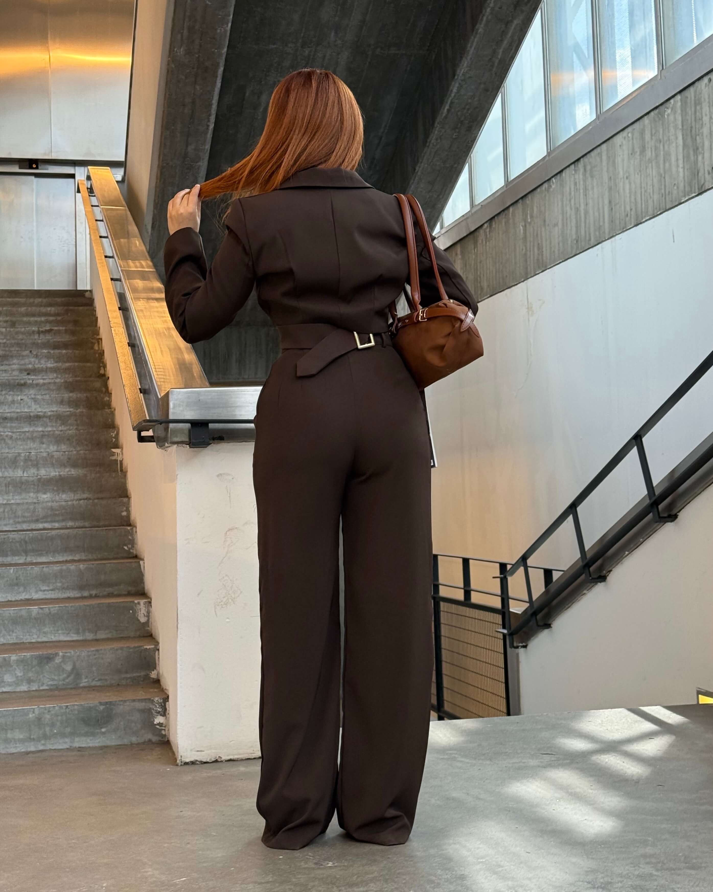 ALİSHA BROWN CROP BLAZER PANTOLON TAKIM 