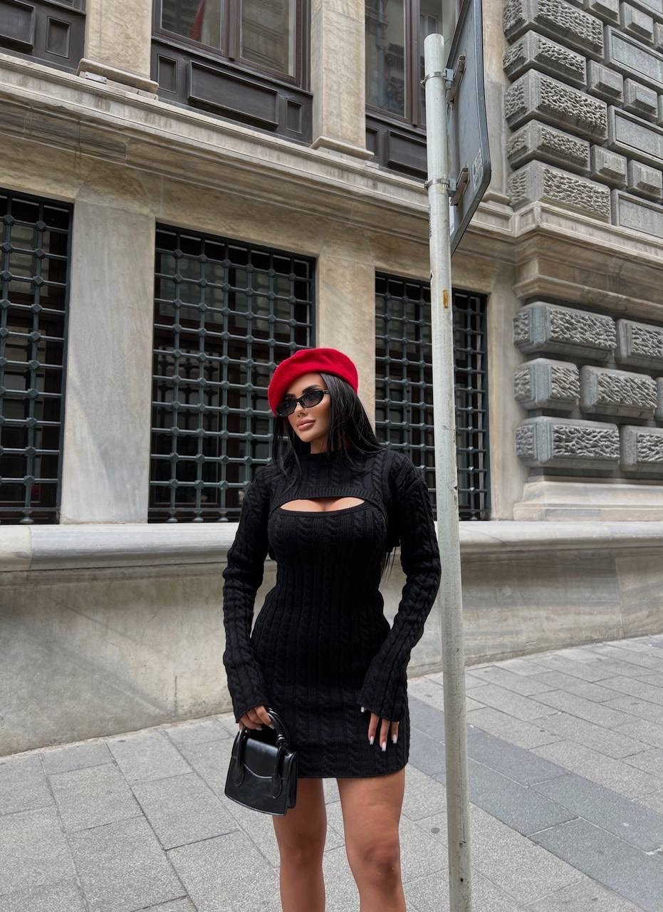 NİNA BLACK TRİKO BOLERO KAZAK ELBİSE TAKIM 