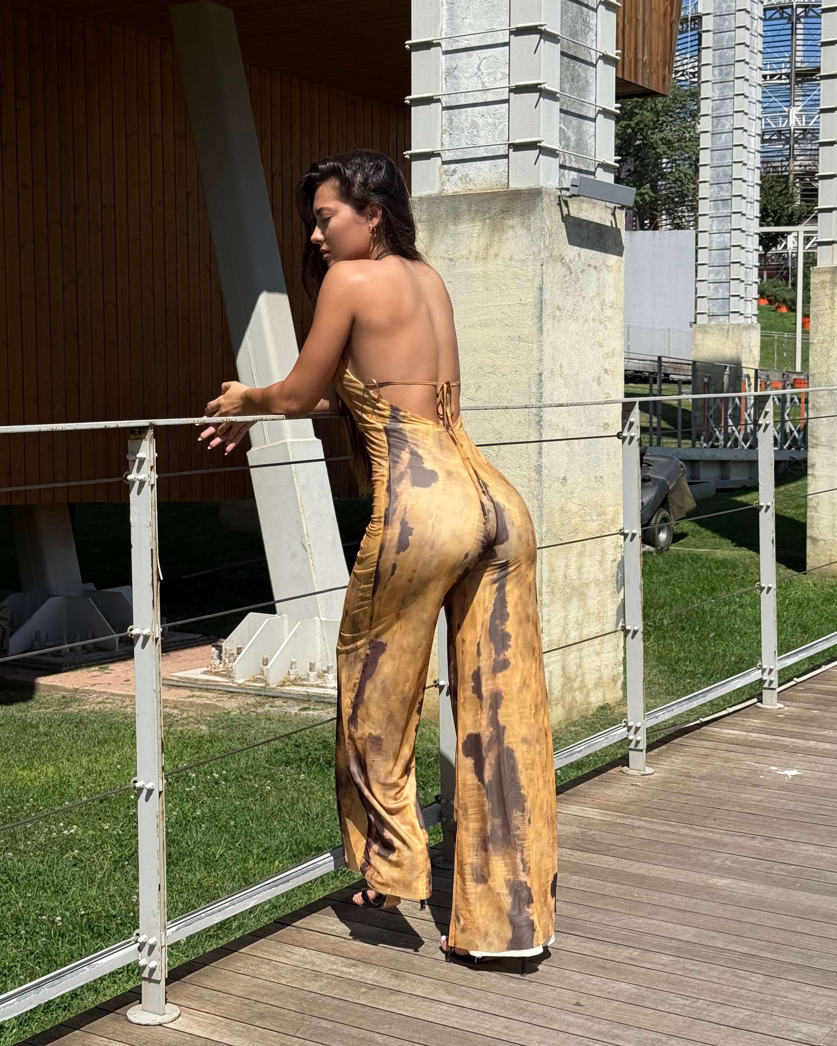 ADRIA YELLOW DESENLİ ASKILI TÜL TULUM