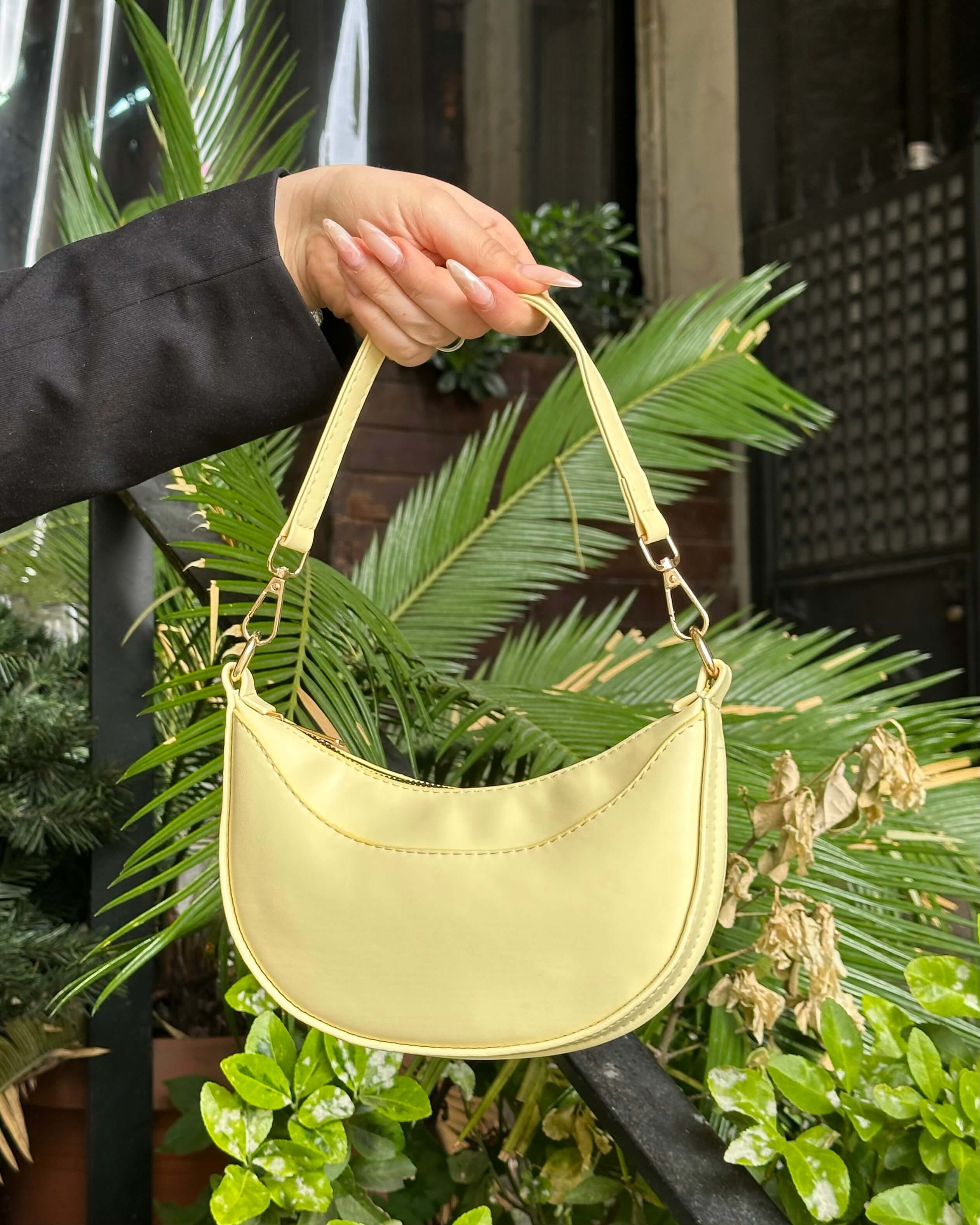 JELENA POWDER YELLOW ÇİFT DİKİŞ DETAYLI MİNİ EL ÇANTASI