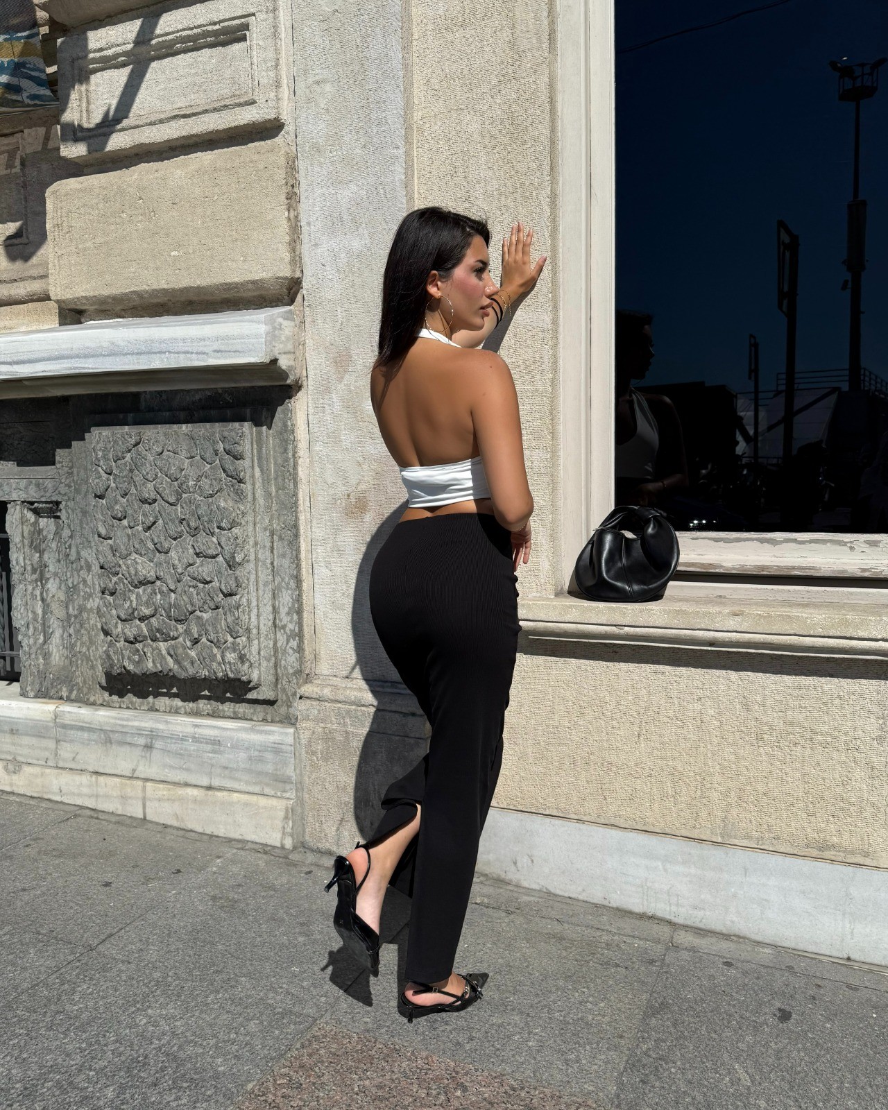 PISA BLACK DRAPE DETAY YIRTMAÇLI ETEK