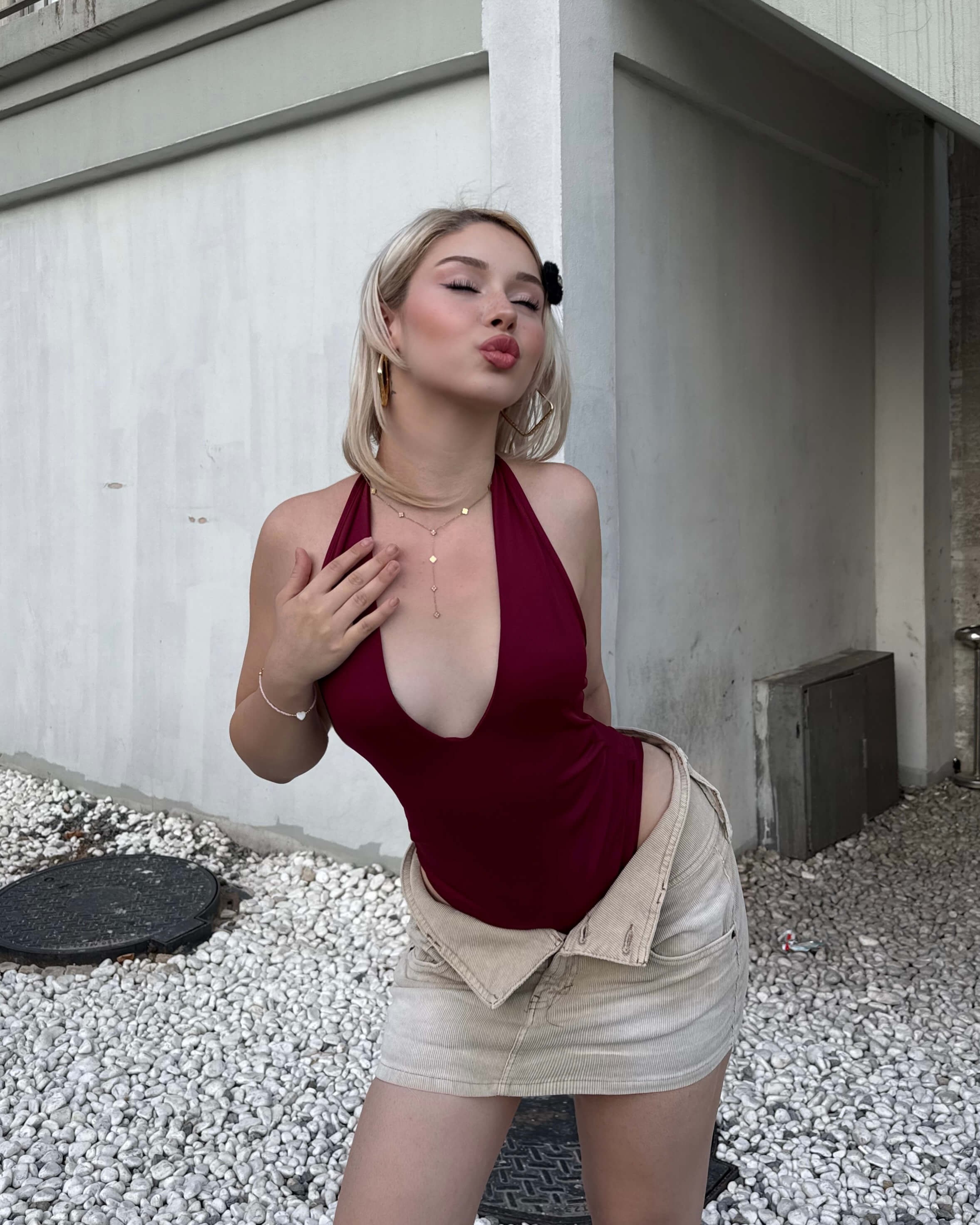NOIMA CLARET RED BOYUNDAN GEÇİRMELİ BODYSUIT