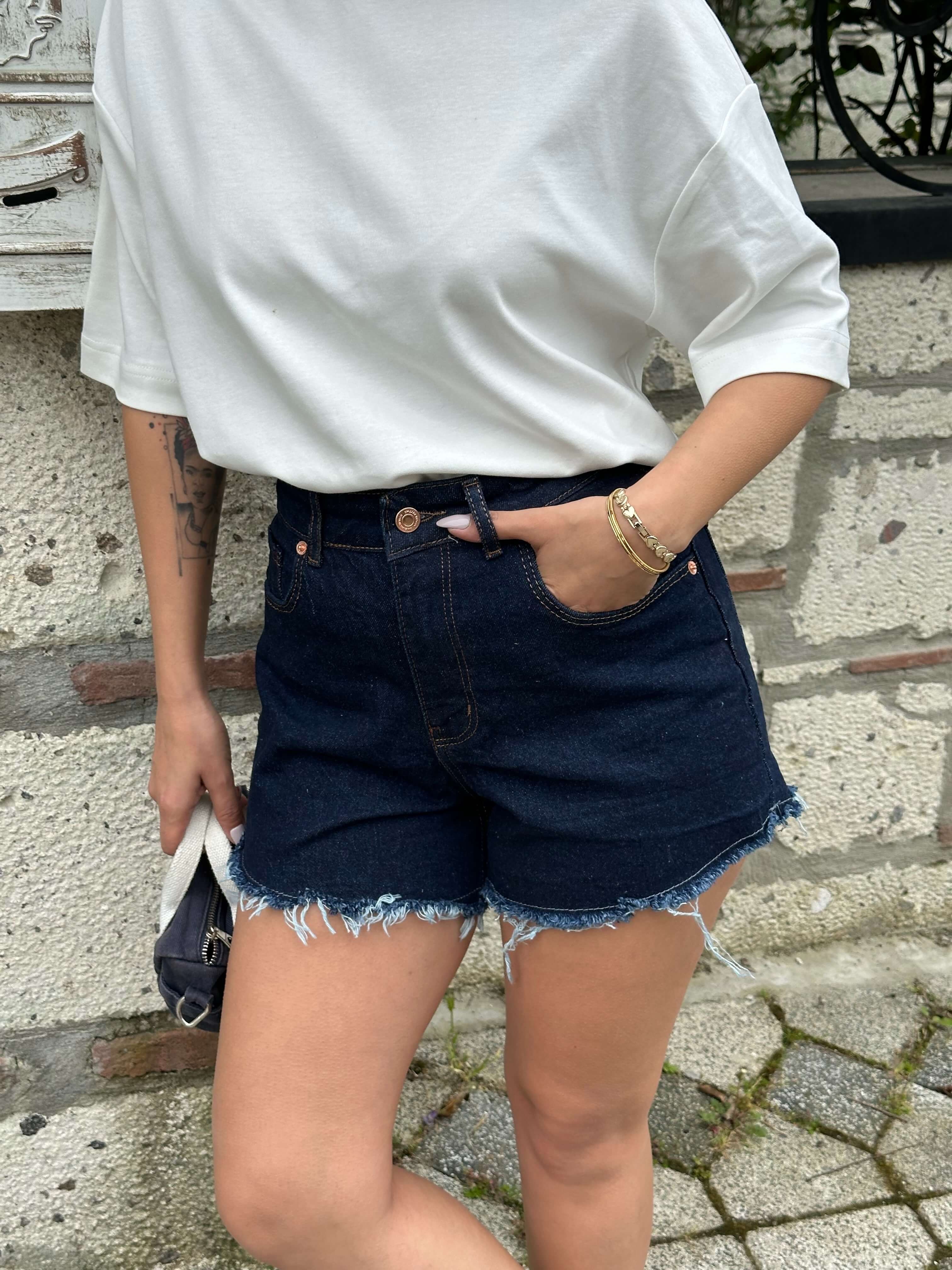 MUFIA NAVY BLUE JEAN ŞORT
