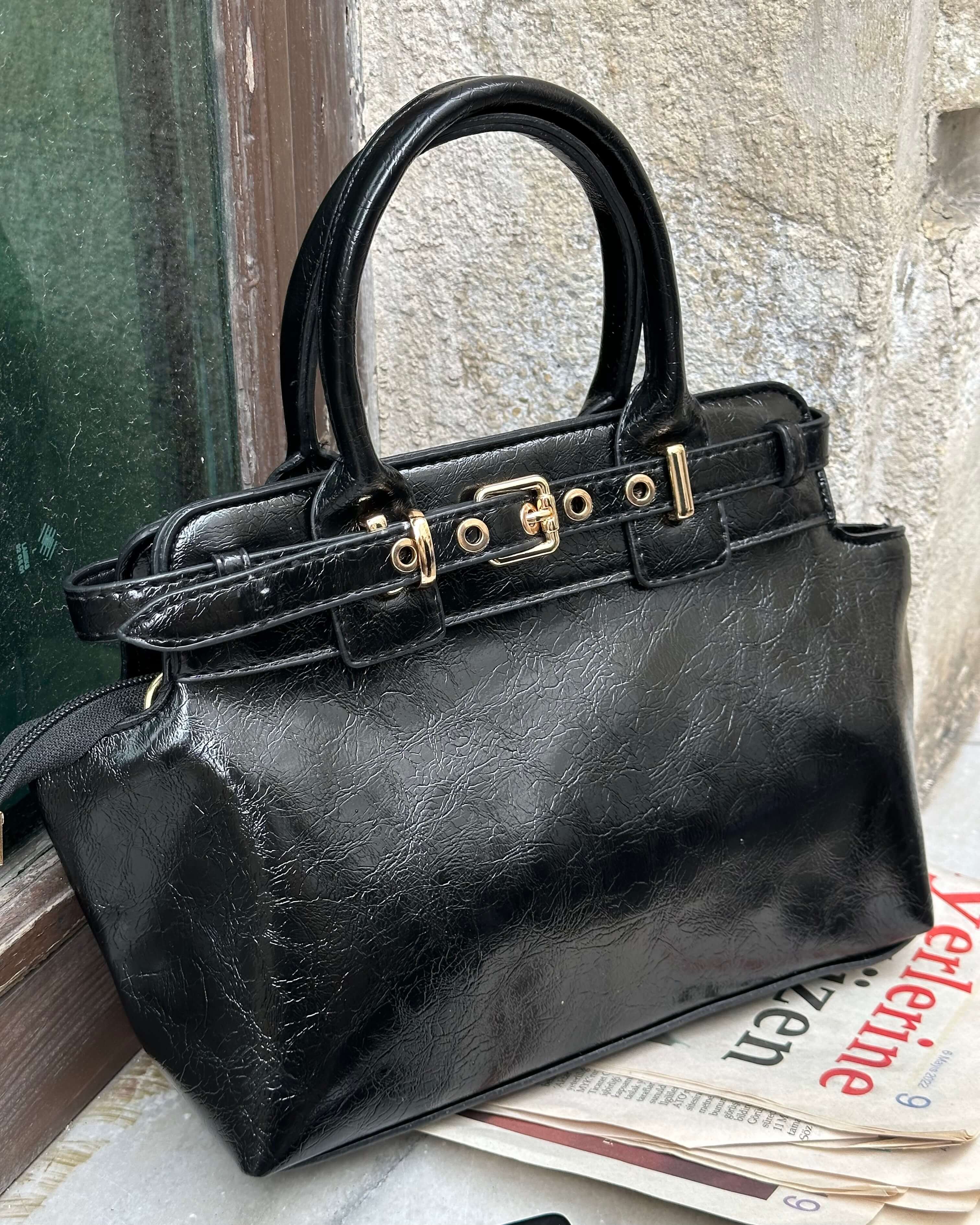 KRAUSE BLACK ÇİFT KEMER DETAYLI KOL ÇANTASI