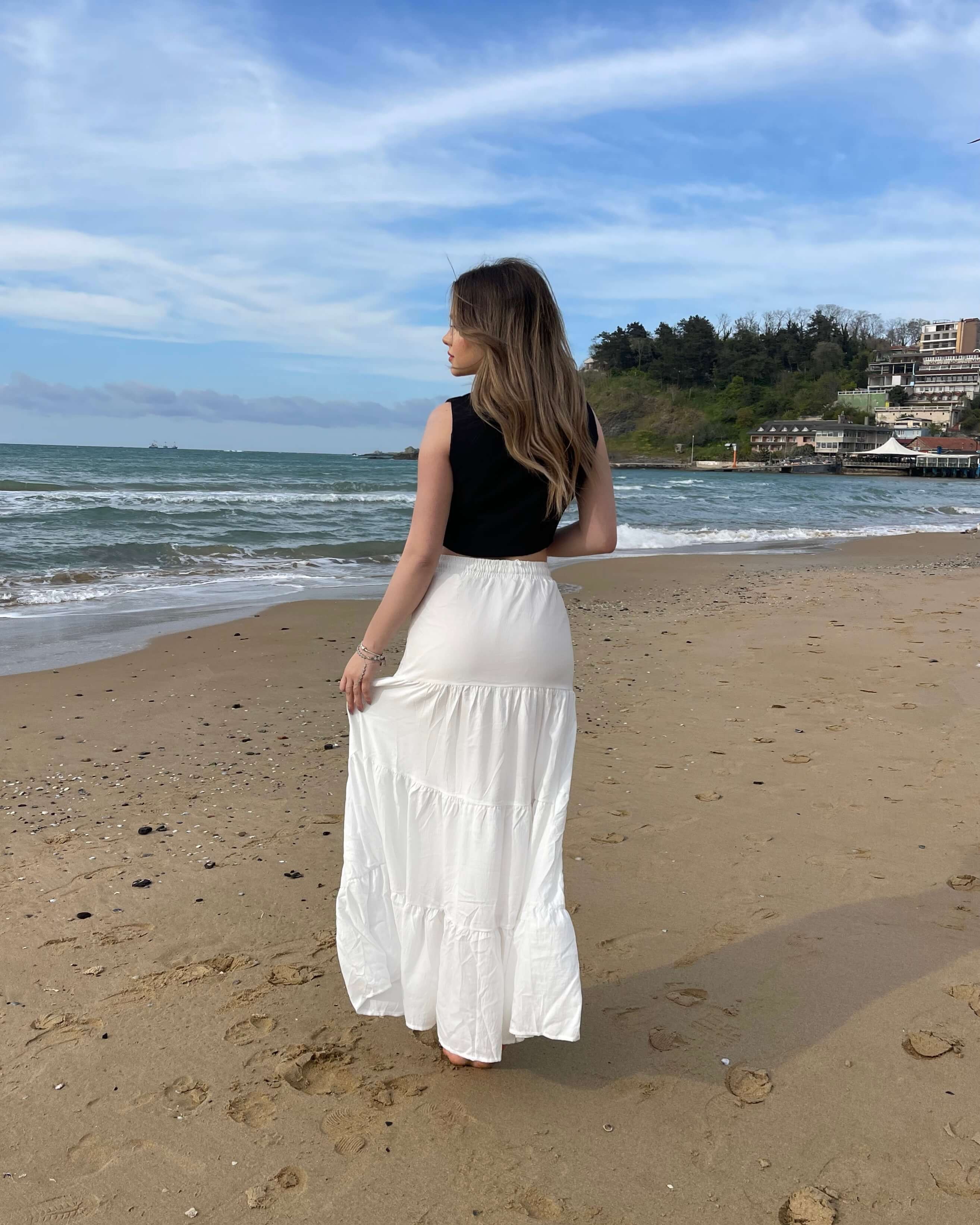 TURBIA WHITE BAĞCIKLI UZUN ETEK