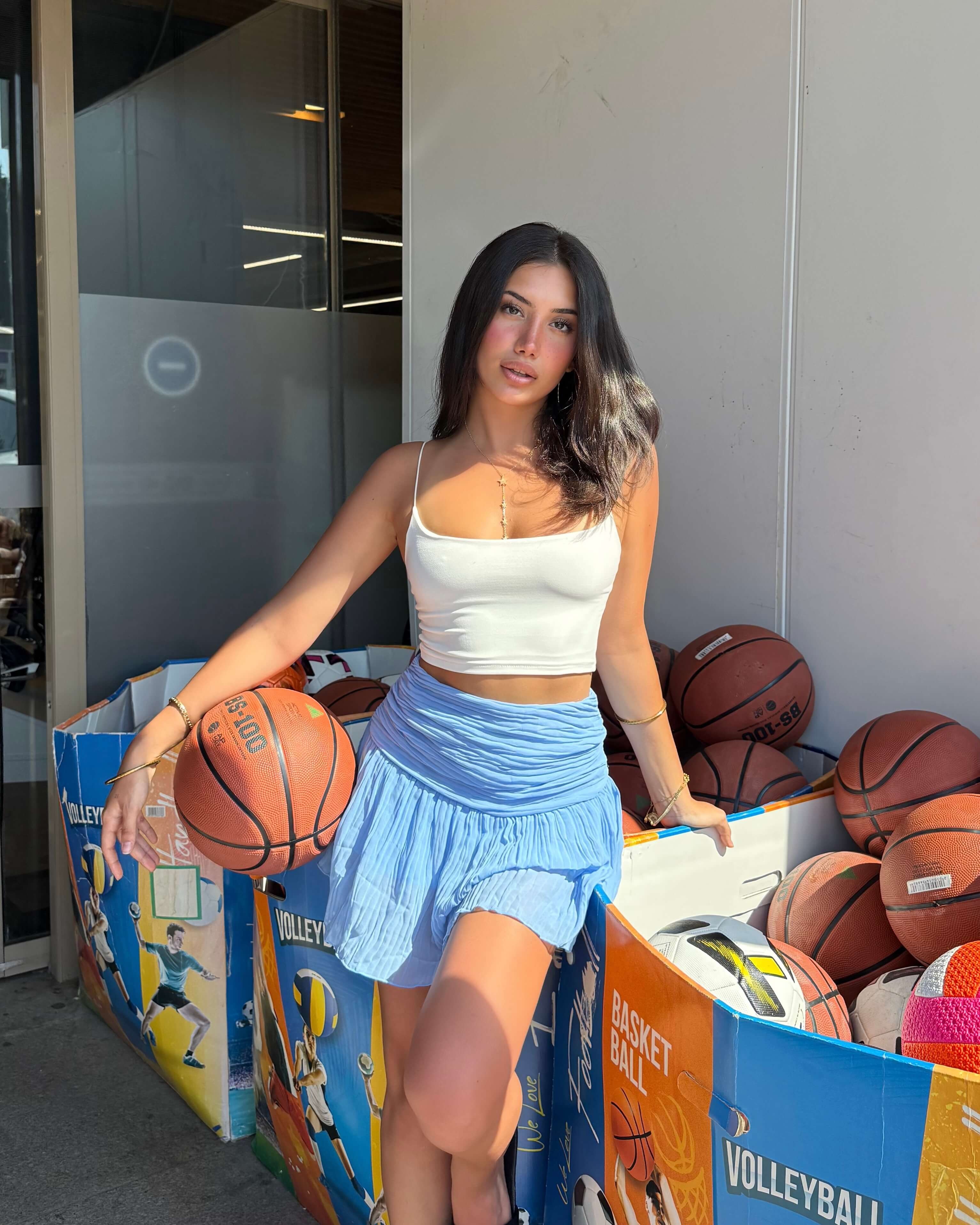 LOLY POWDER BLUE BEL DETAY MİNİ TÜL ETEK