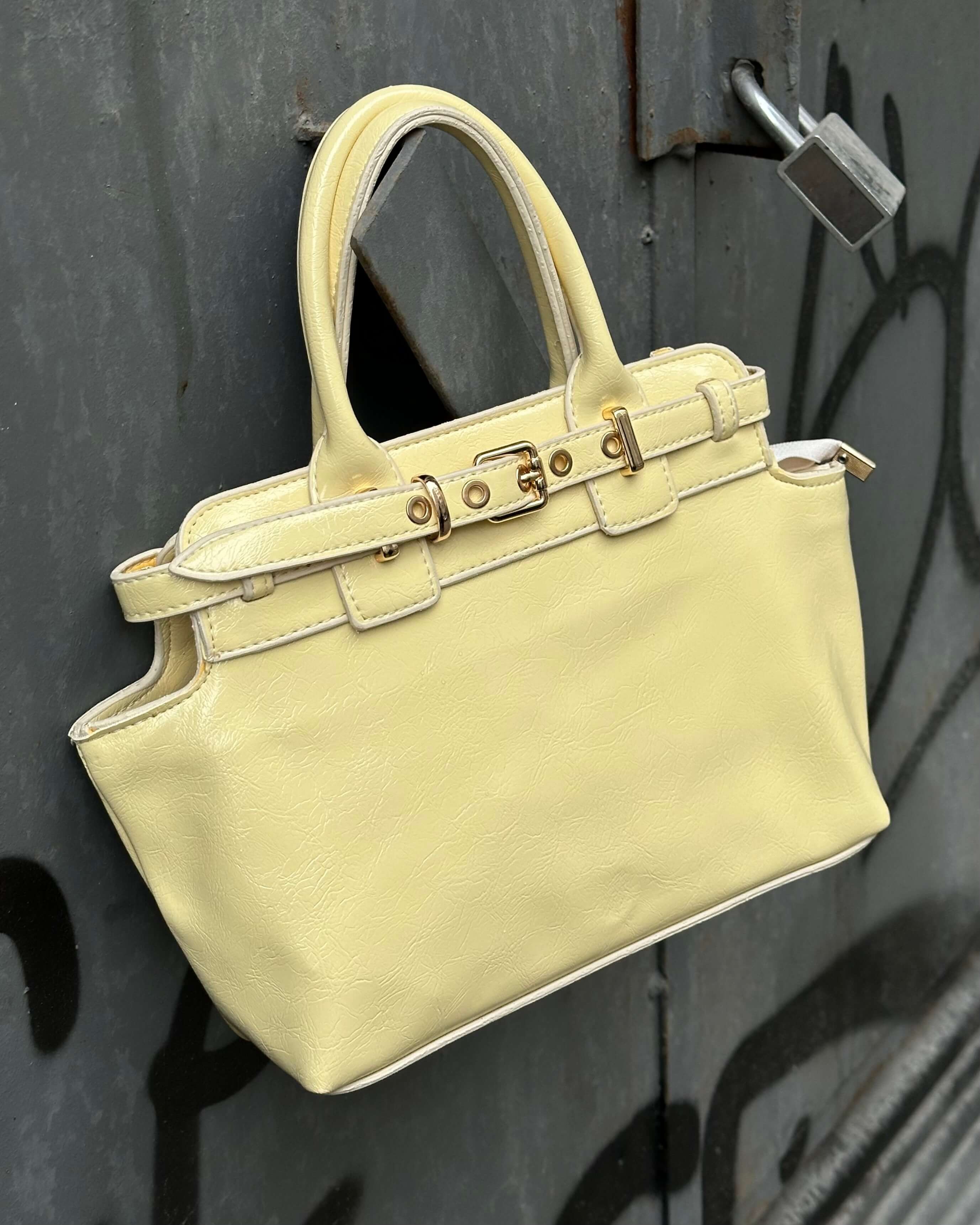 KRAUSE POWDER YELLOW ÇİFT KEMER DETAYLI KOL ÇANTASI