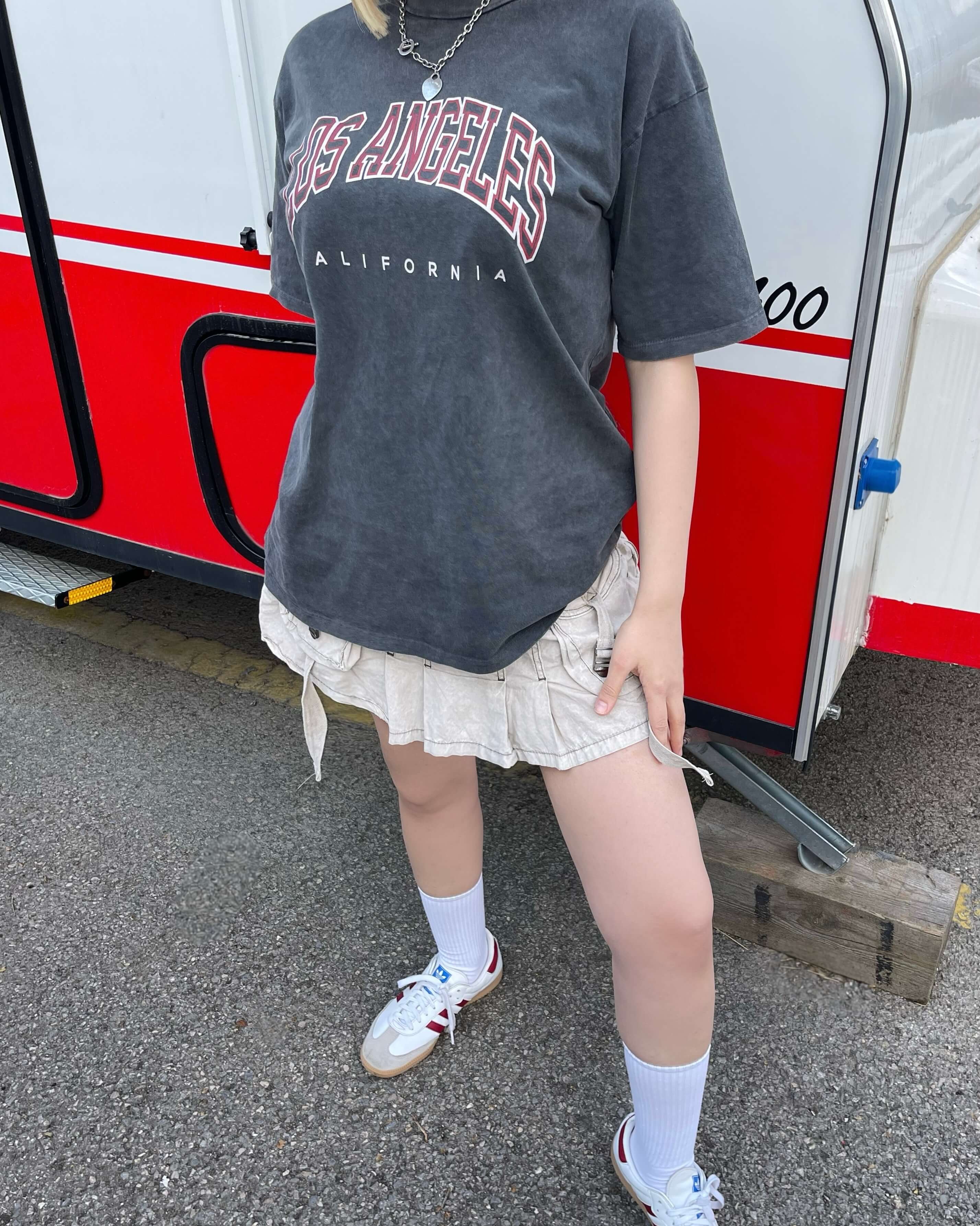 LOS ANGELES ANTRASIT YIKAMALI OVERSIZE T-SHIRT
