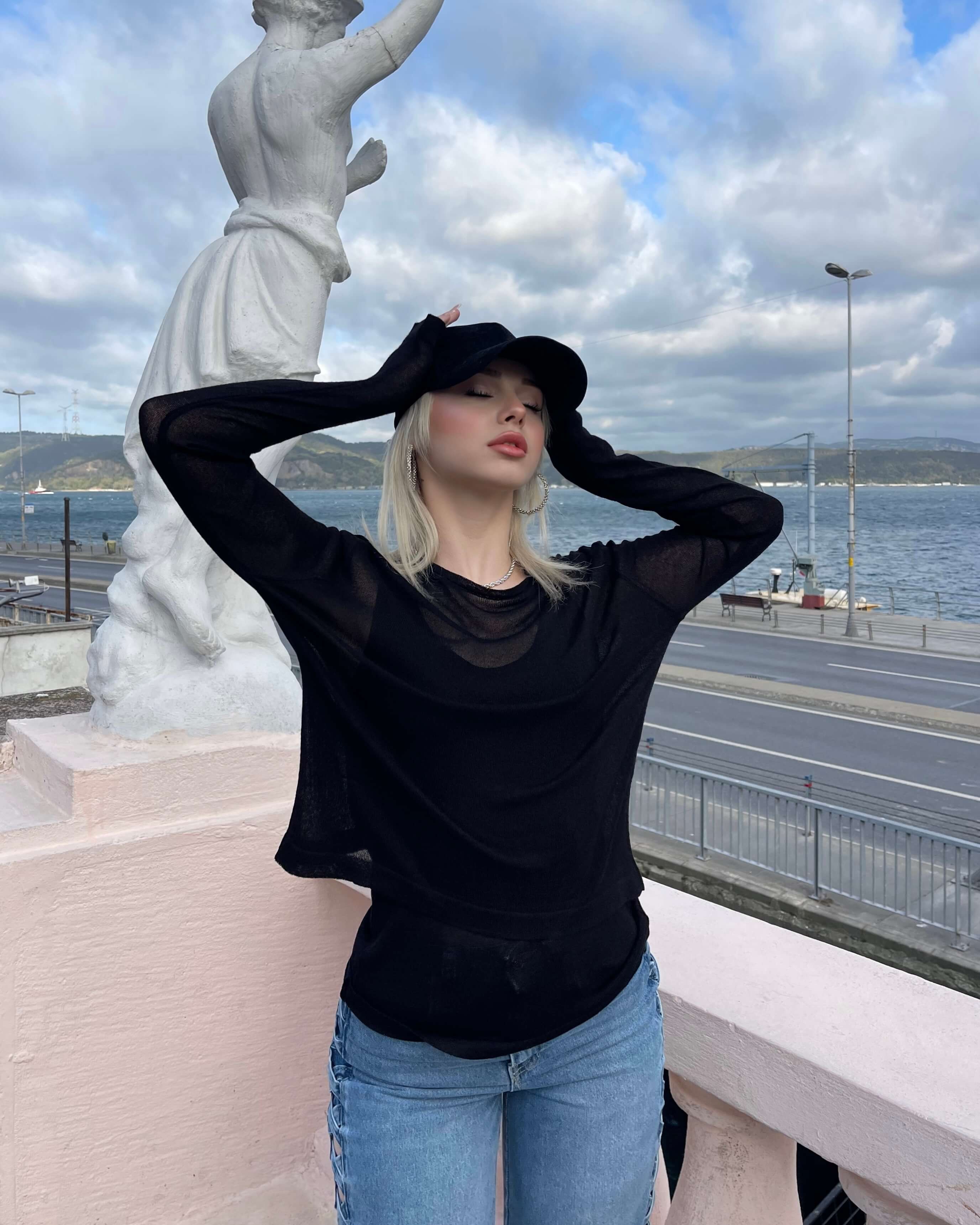 REDAIN BLACK ASKILI TRİKO BLUZ ATLET TAKIM
