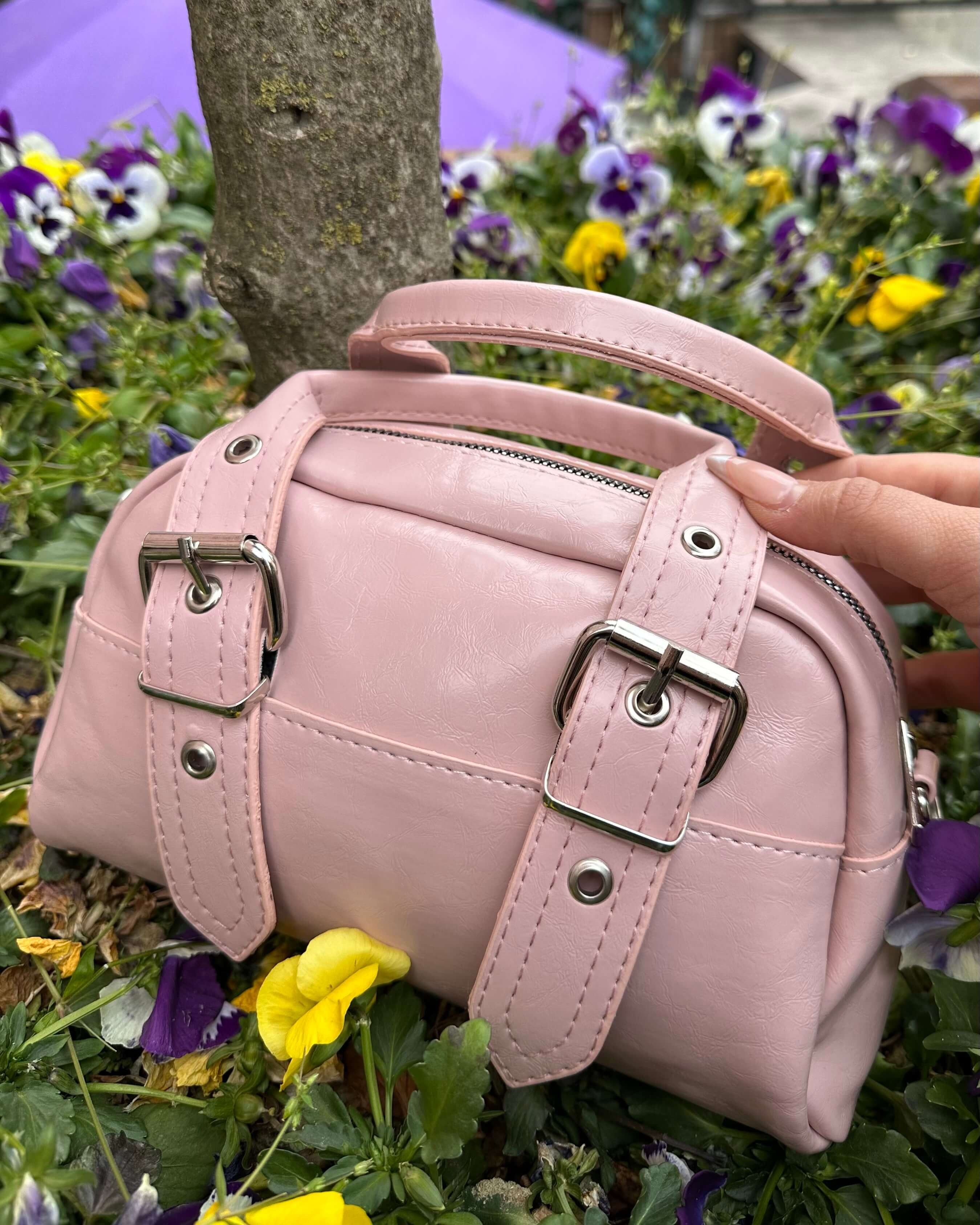 ZWILL POWDER PINK KEMER DETAYLI EL ÇANTASI