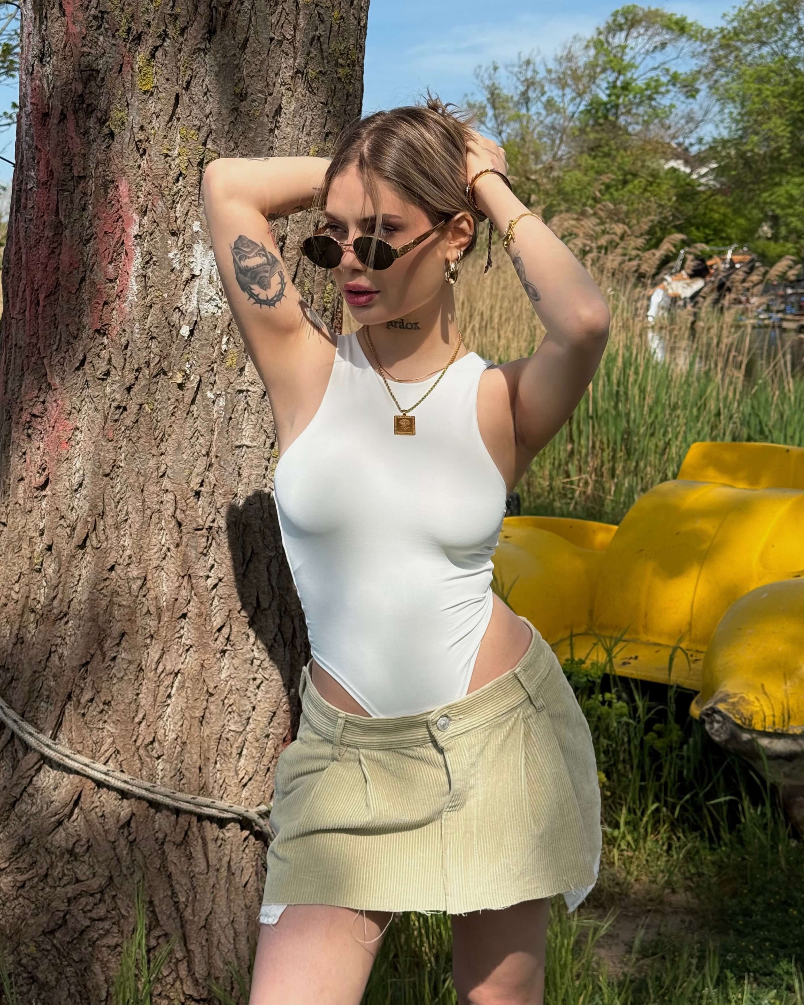 PRAISE WHITE SIFIR KOL BODYSUIT