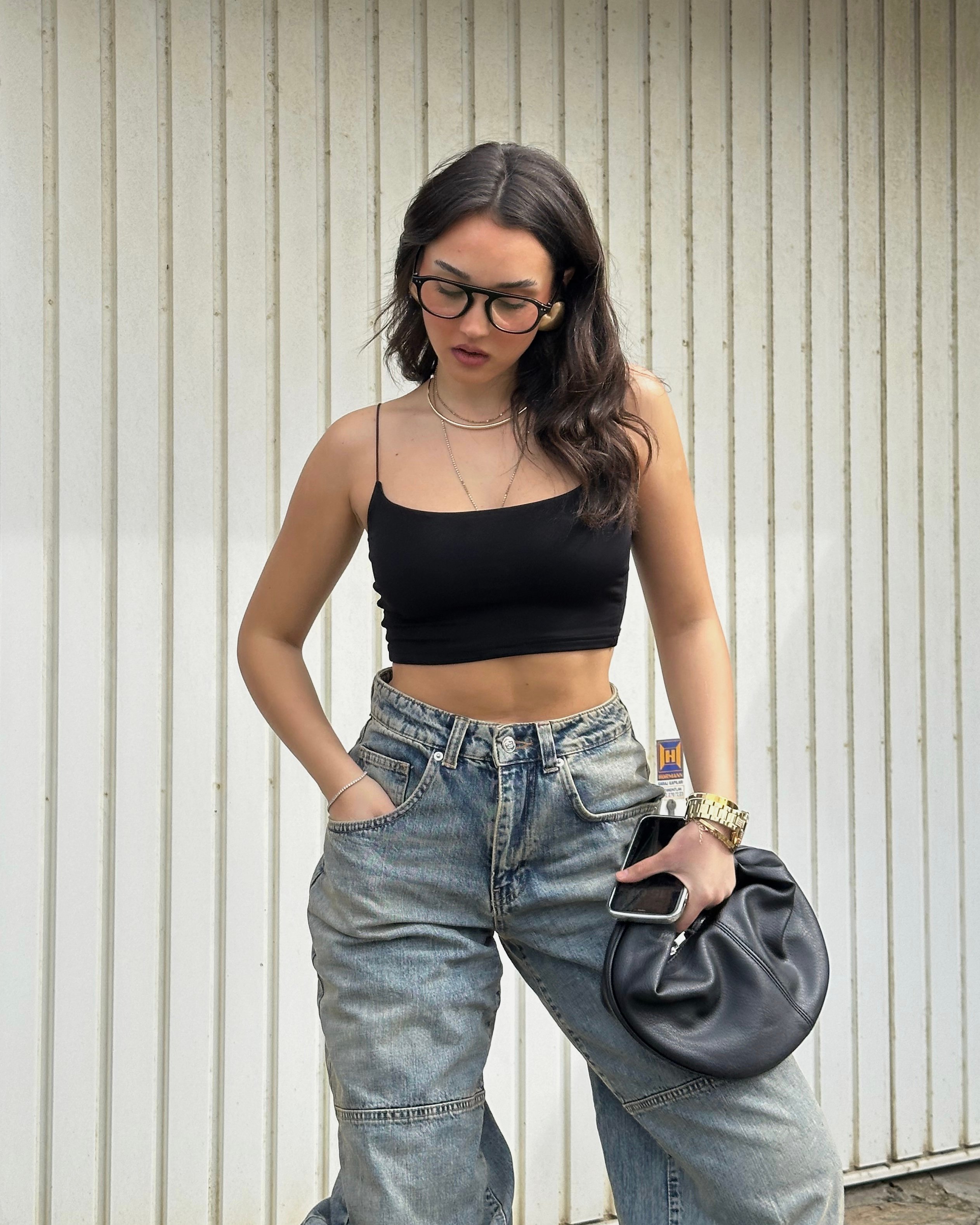 JUNGE BLACK ASKILI KISA CROP