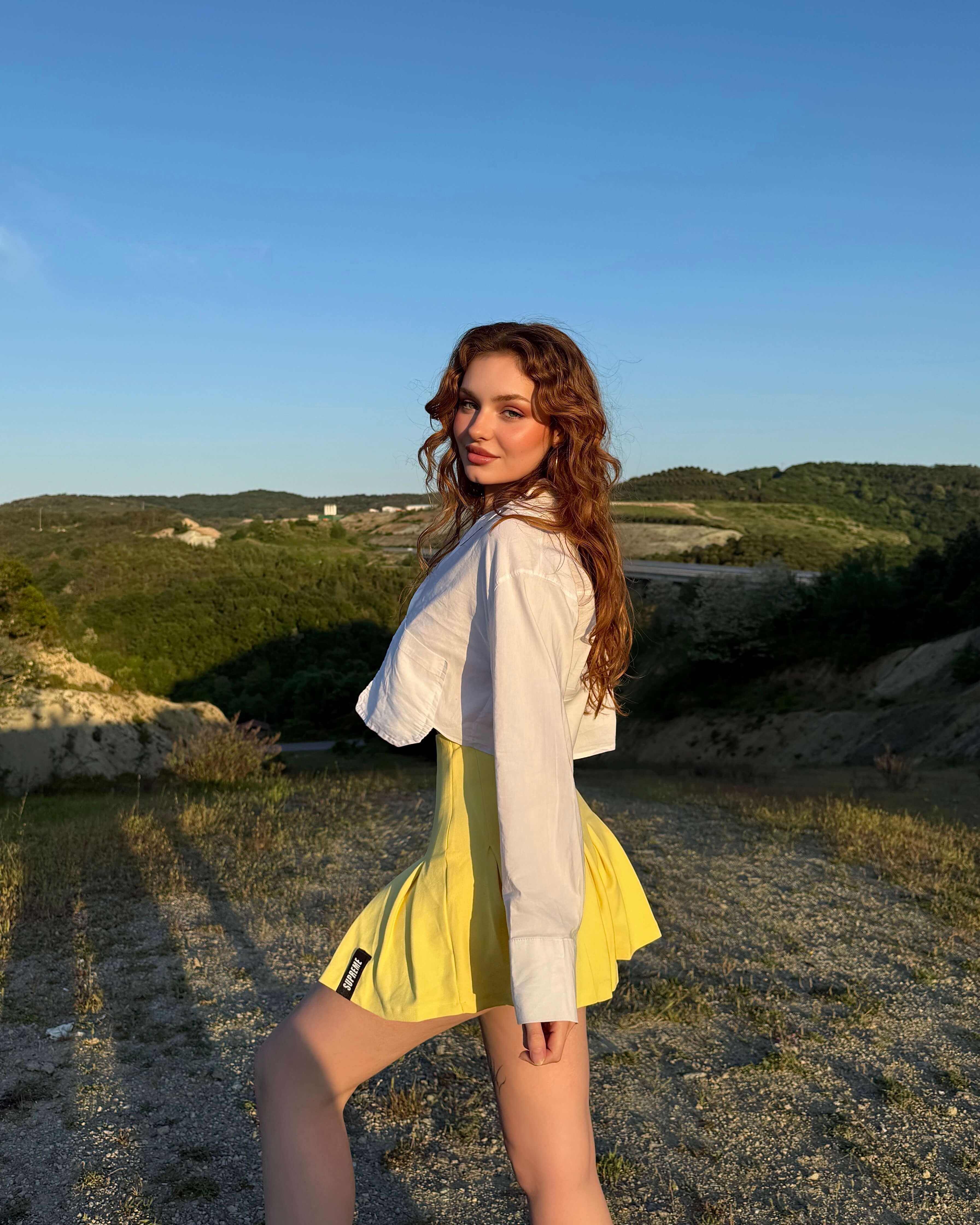 PERSONA YELLOW PİLELİ ETEK